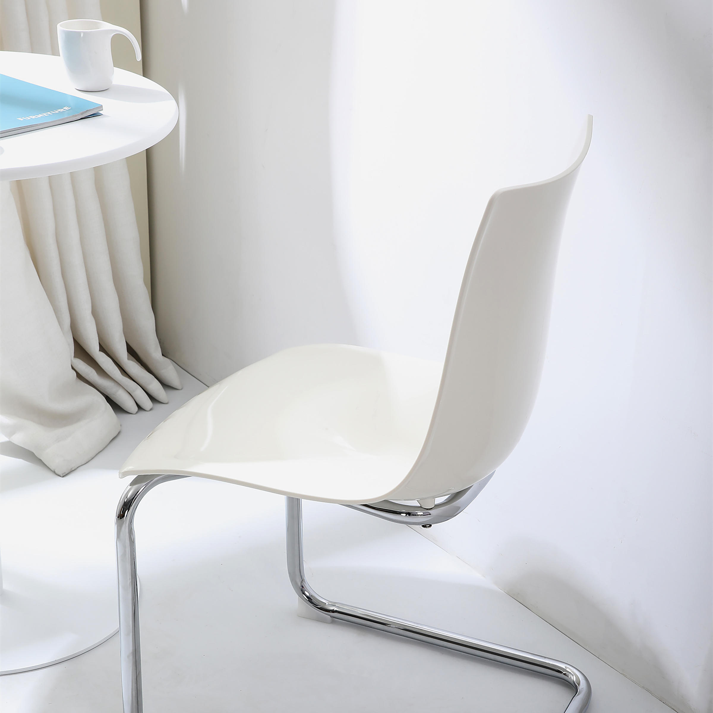 MENSIKU Cantilever Chair Set of 2 White