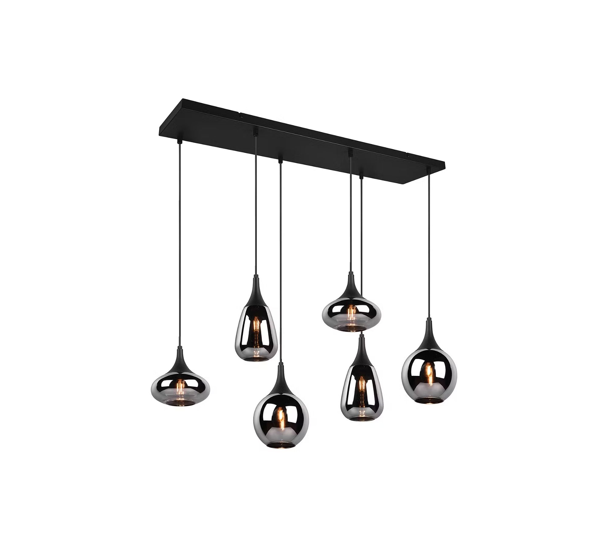 Pendelleuchte 6-flammig Rauchglas Stahl