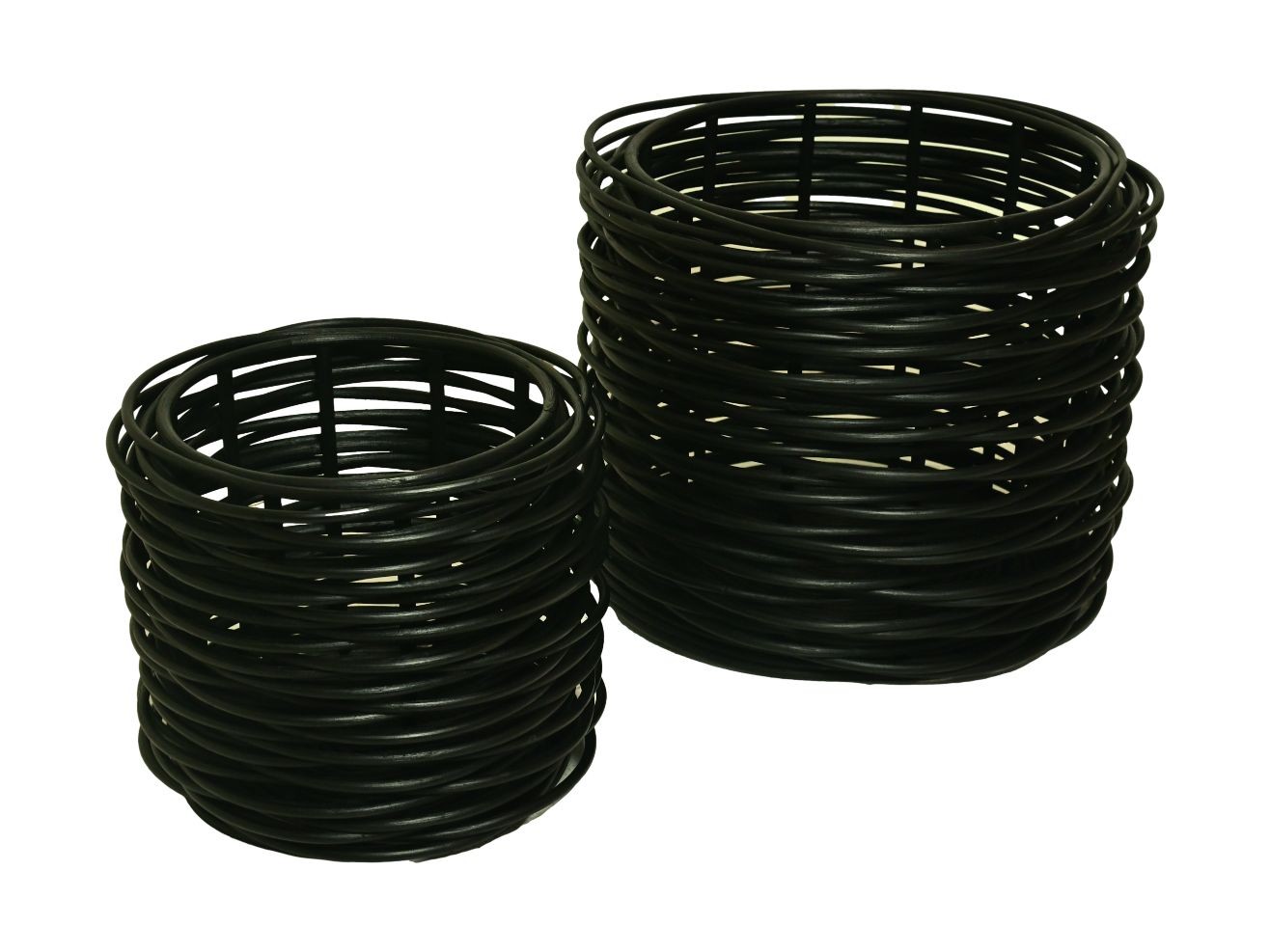 2x Korb Rattan Schwarz