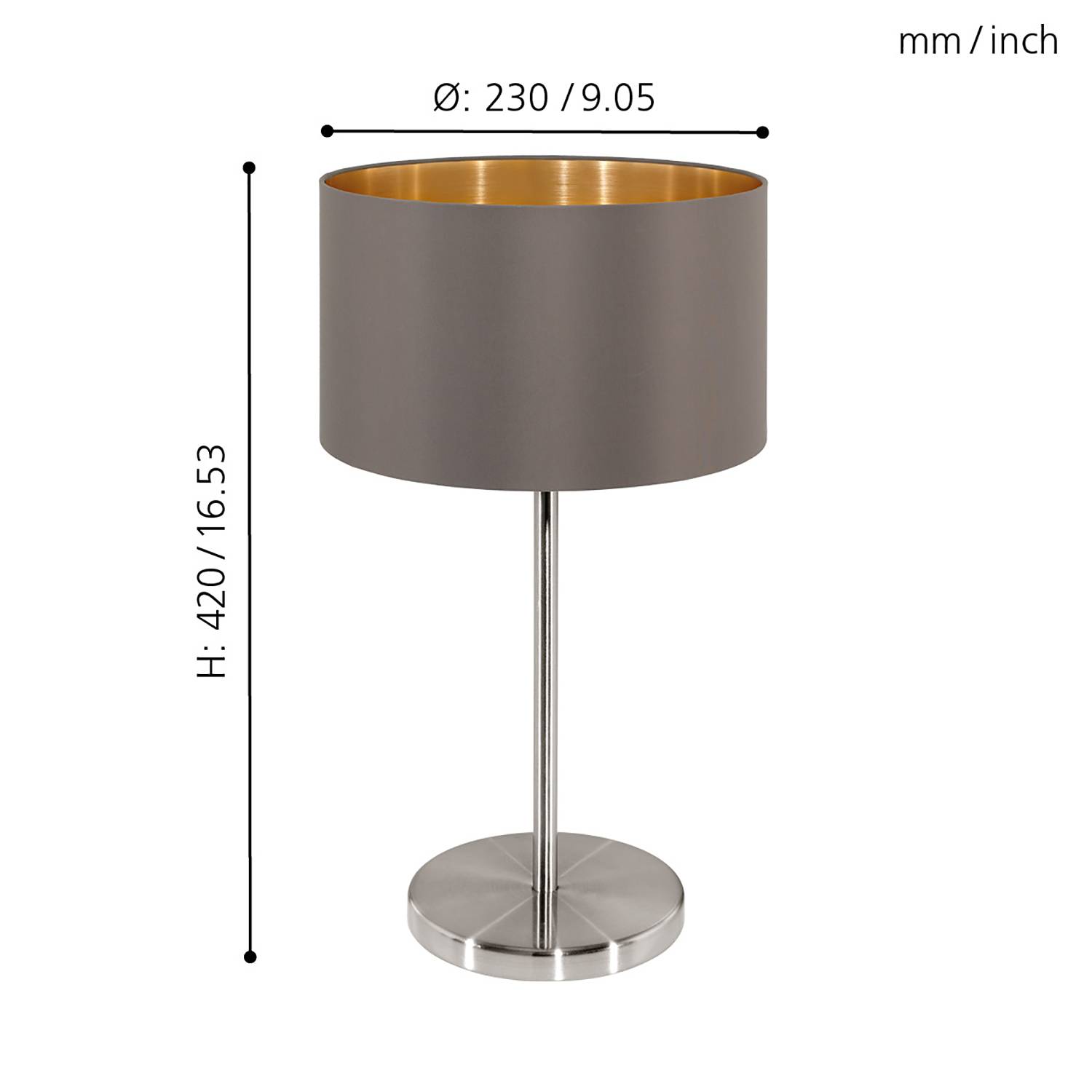 Tischleuchte Grau / Gold