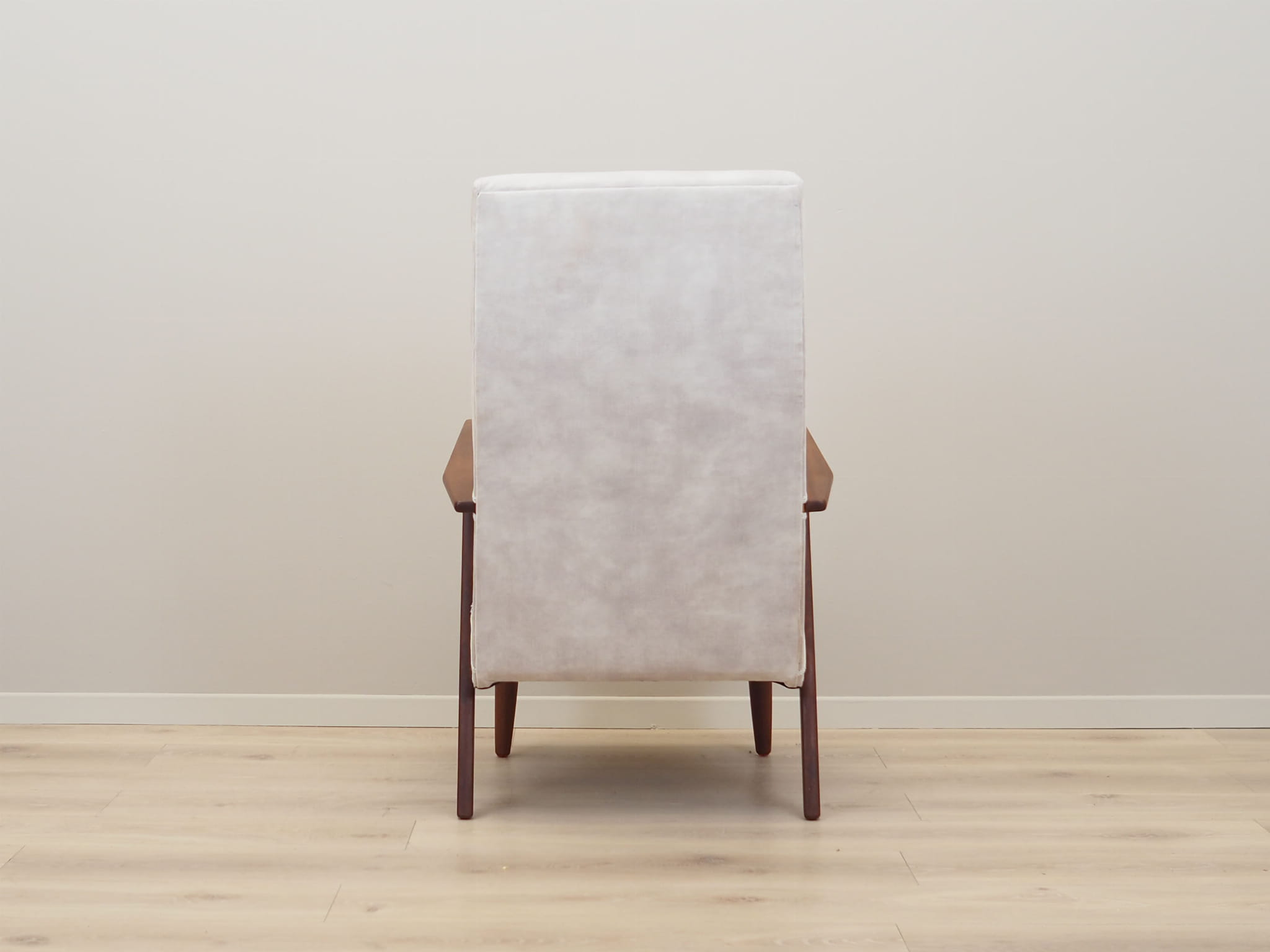 Sedia Vintage Teak Velluto Bianco Anni '70