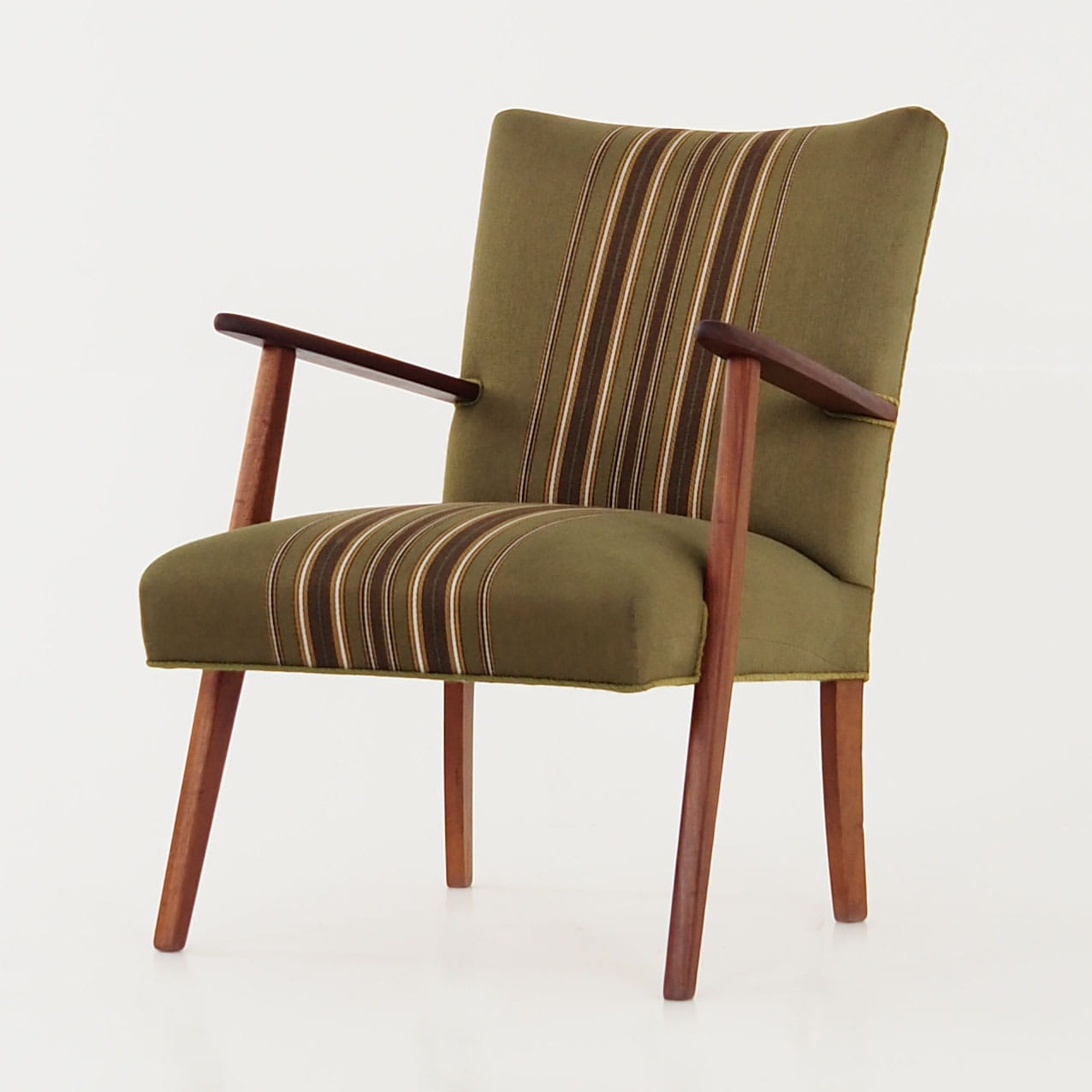 Vintage Chair Teak Wood Textile Green 1960s