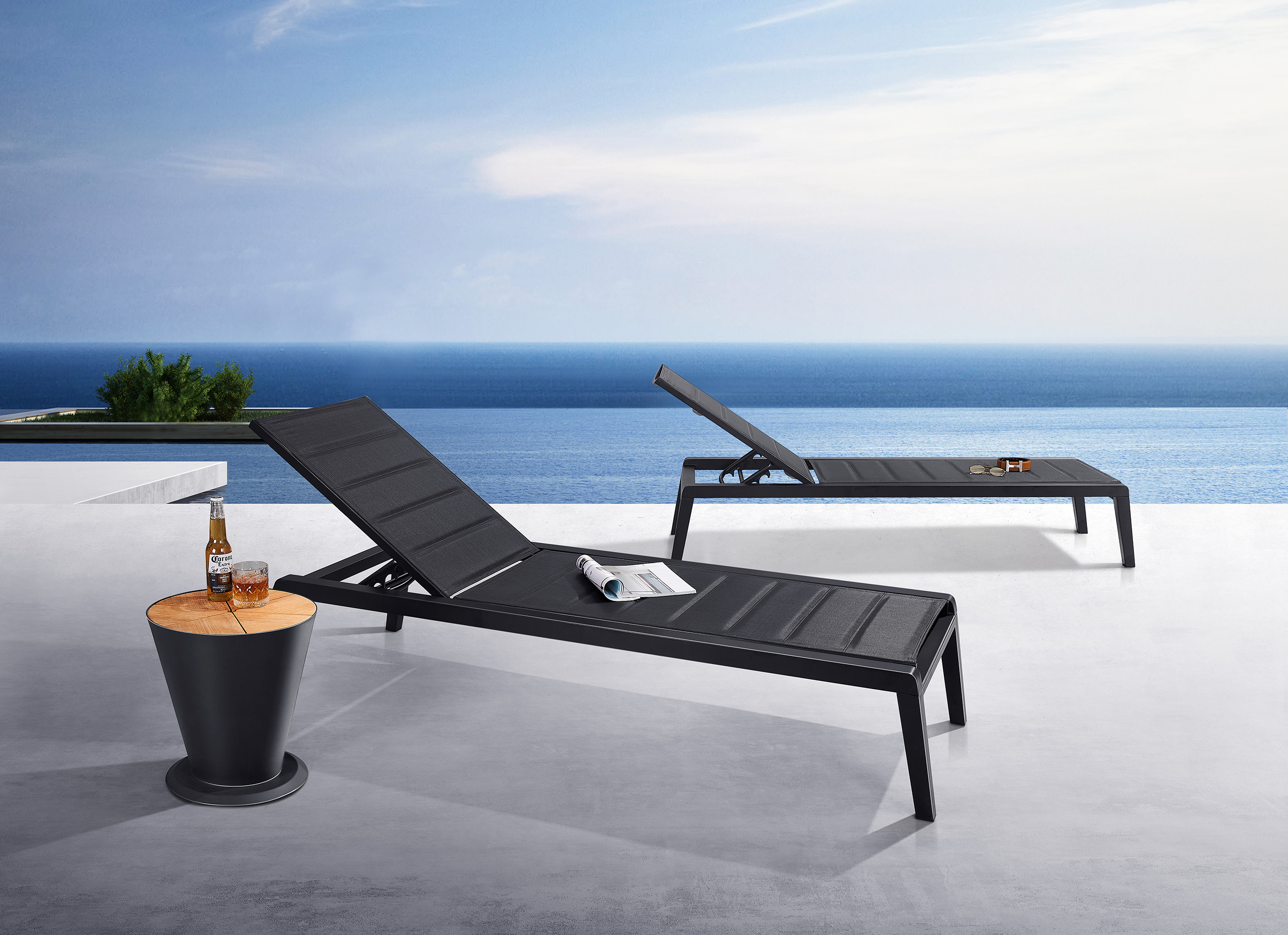 Emoti recliner metal textile anthracite