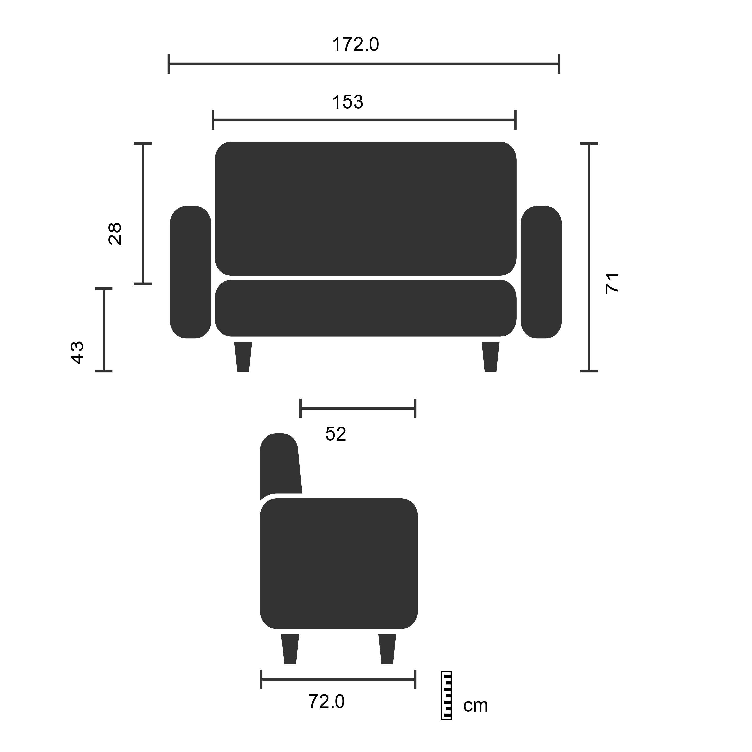 BARBADOS 2-Sitzer Sofa Stoff Grau