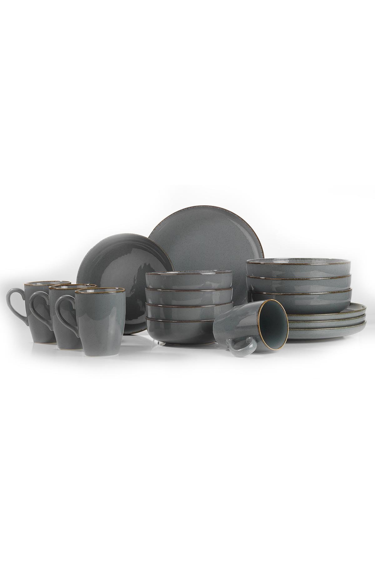 Dinner set 16-piece Porcelain Grey