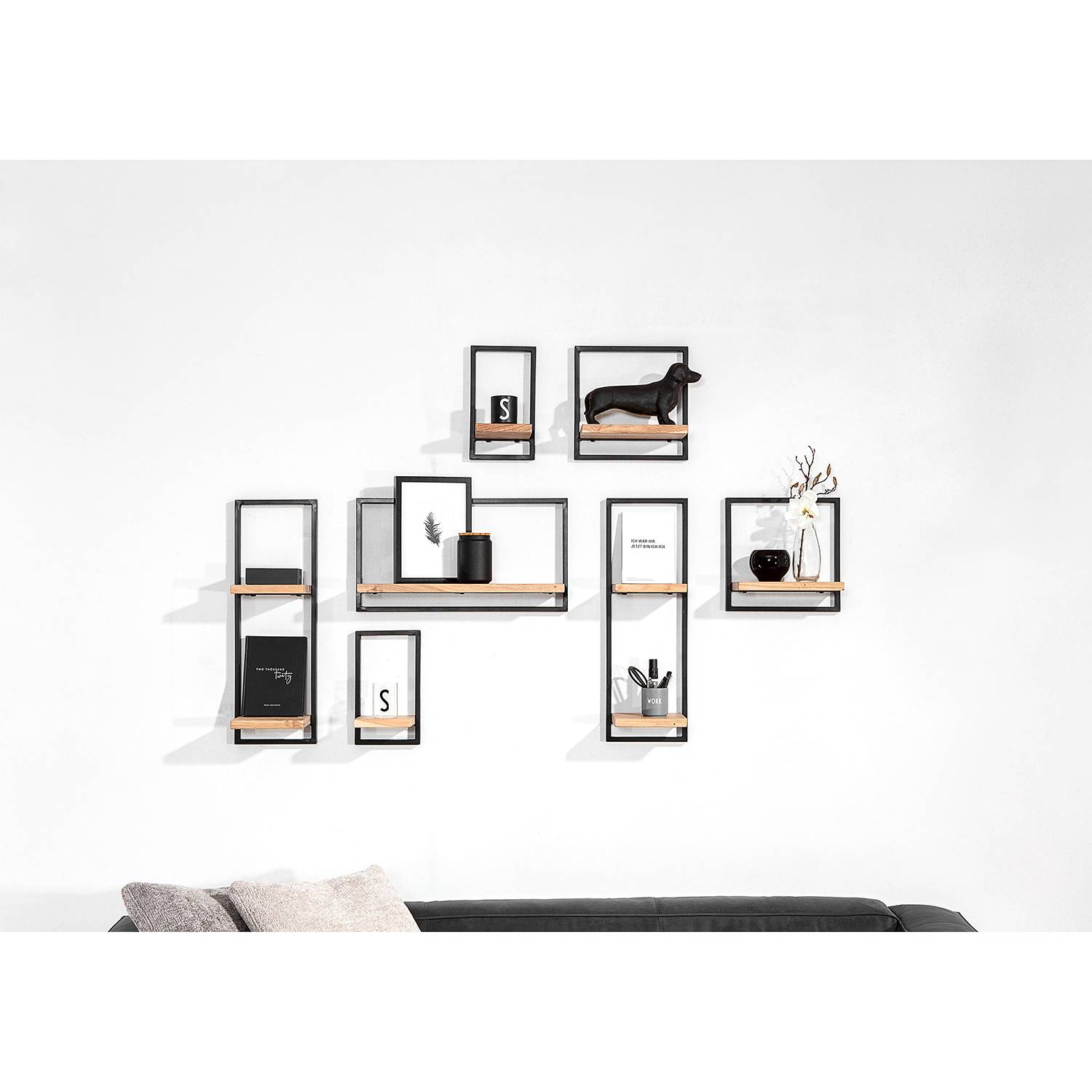 Mello IV Wall Shelf Acacia Black