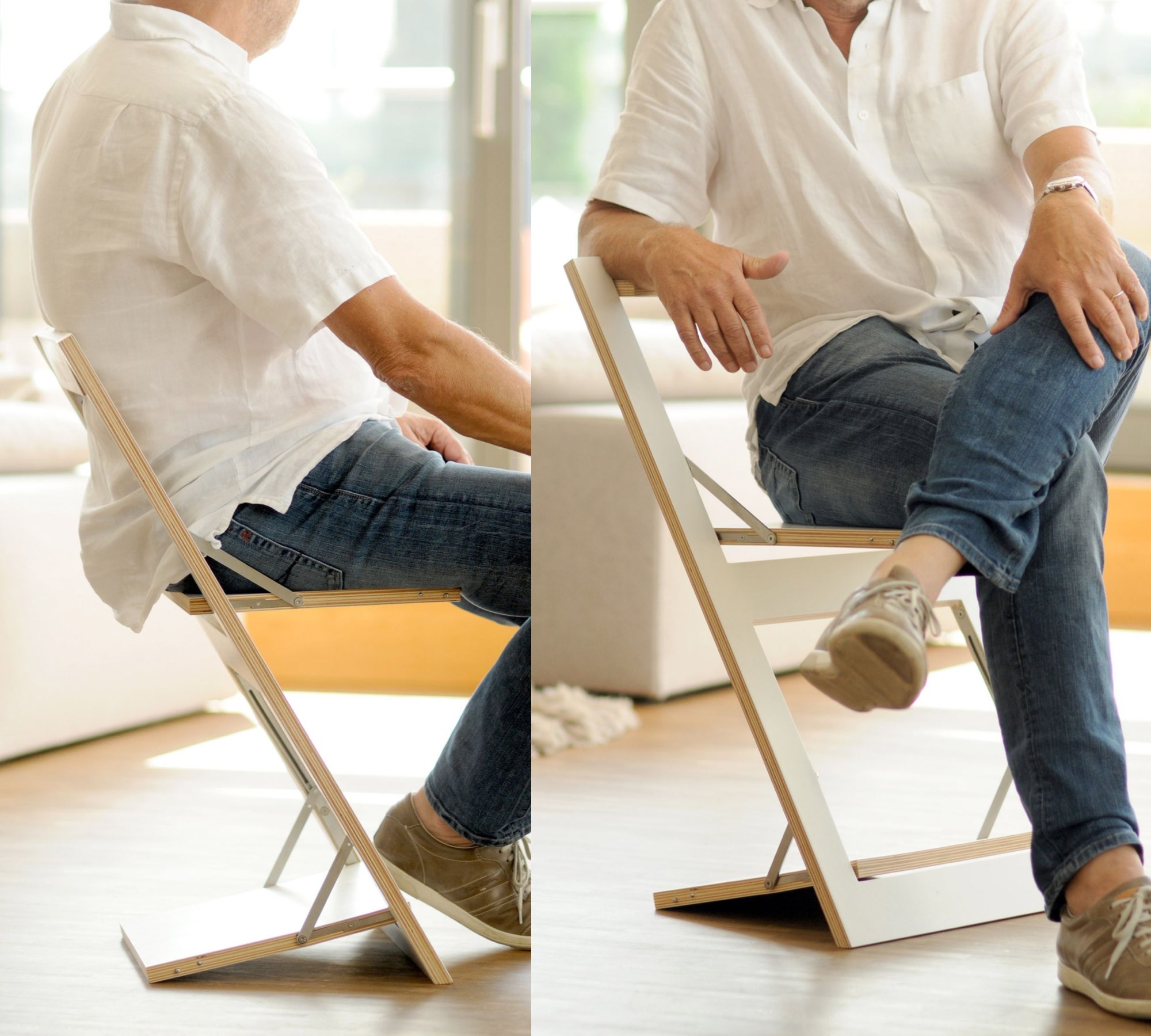 Fläpps Klappstuhl Criss Cross Grau auf Natur