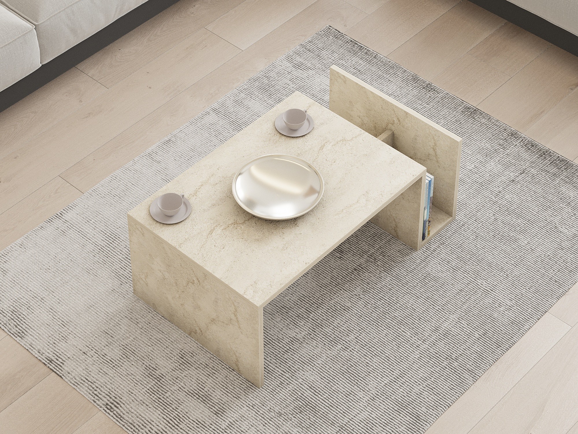 Memo Couchtisch Holz Travertine