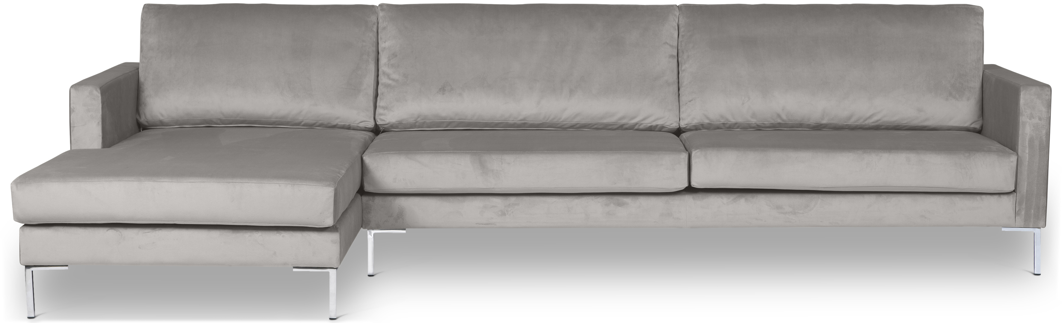 Portobello Sofa Récamiere Links Samt Metall Hellgrau