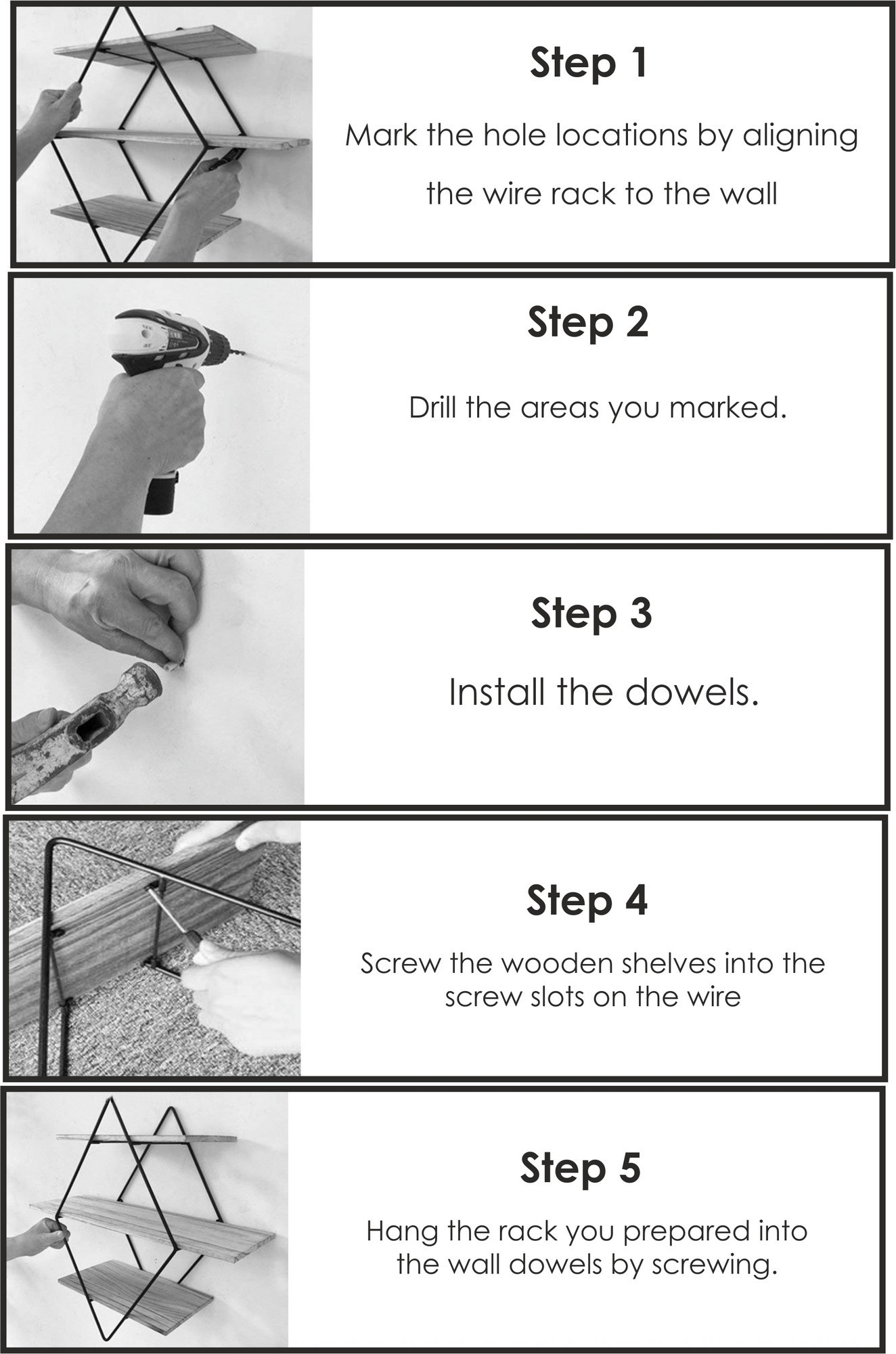 Wr007 Scaffale a muro in legno impiallacciato nero