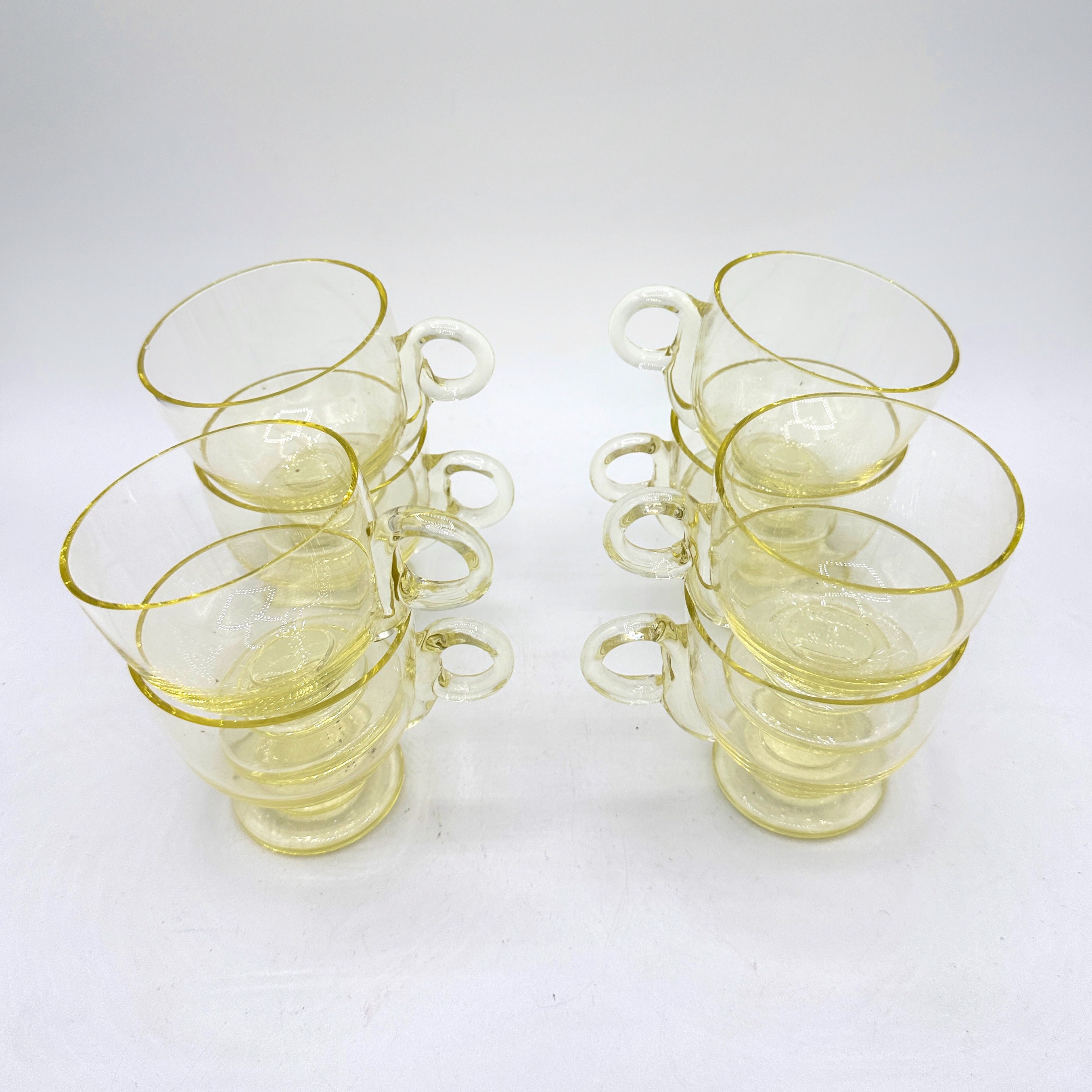 Vintage Art Deco Bowle Set Glas Gelb 1930er Jahre