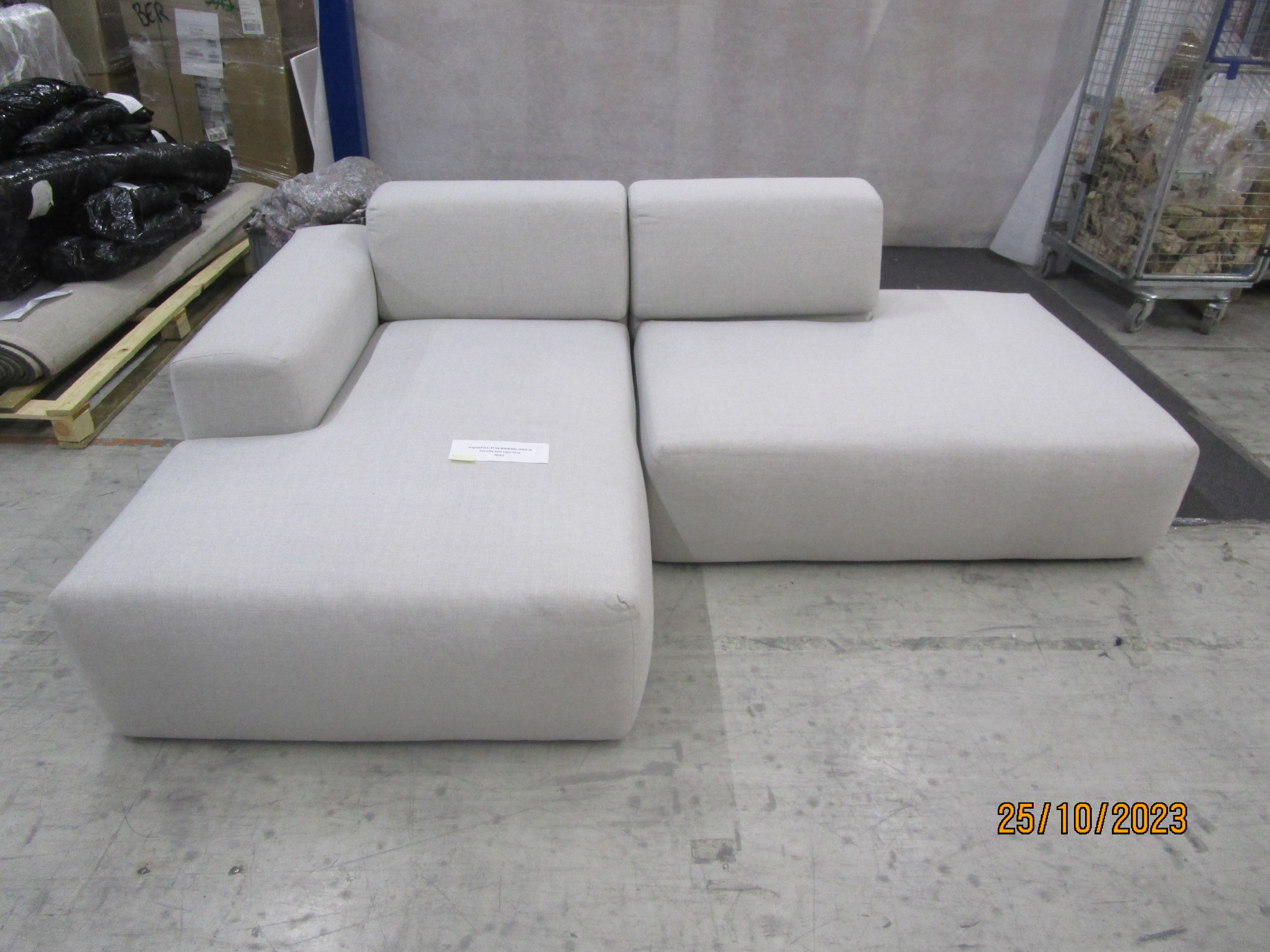 Pyllow Sofa Récamiere Links Webstoff Lichtgrau