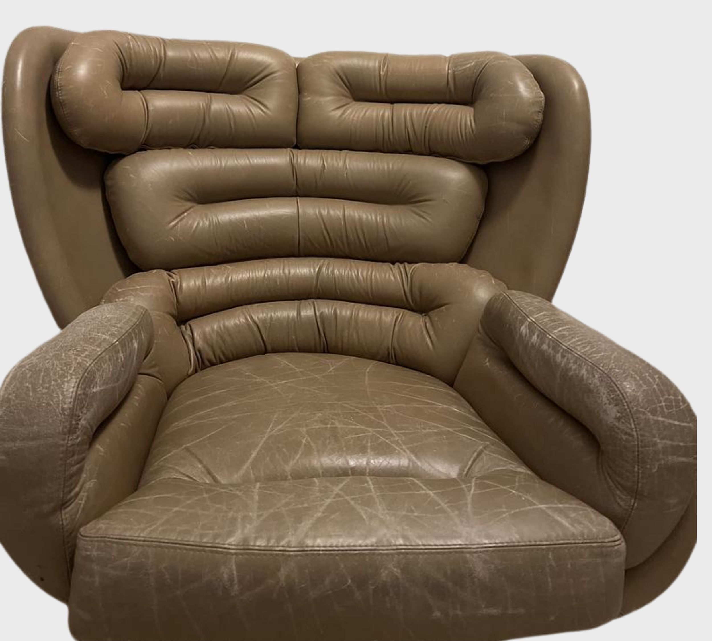 Joe Colombo Elda Sessel Leder Fiberglas Beige