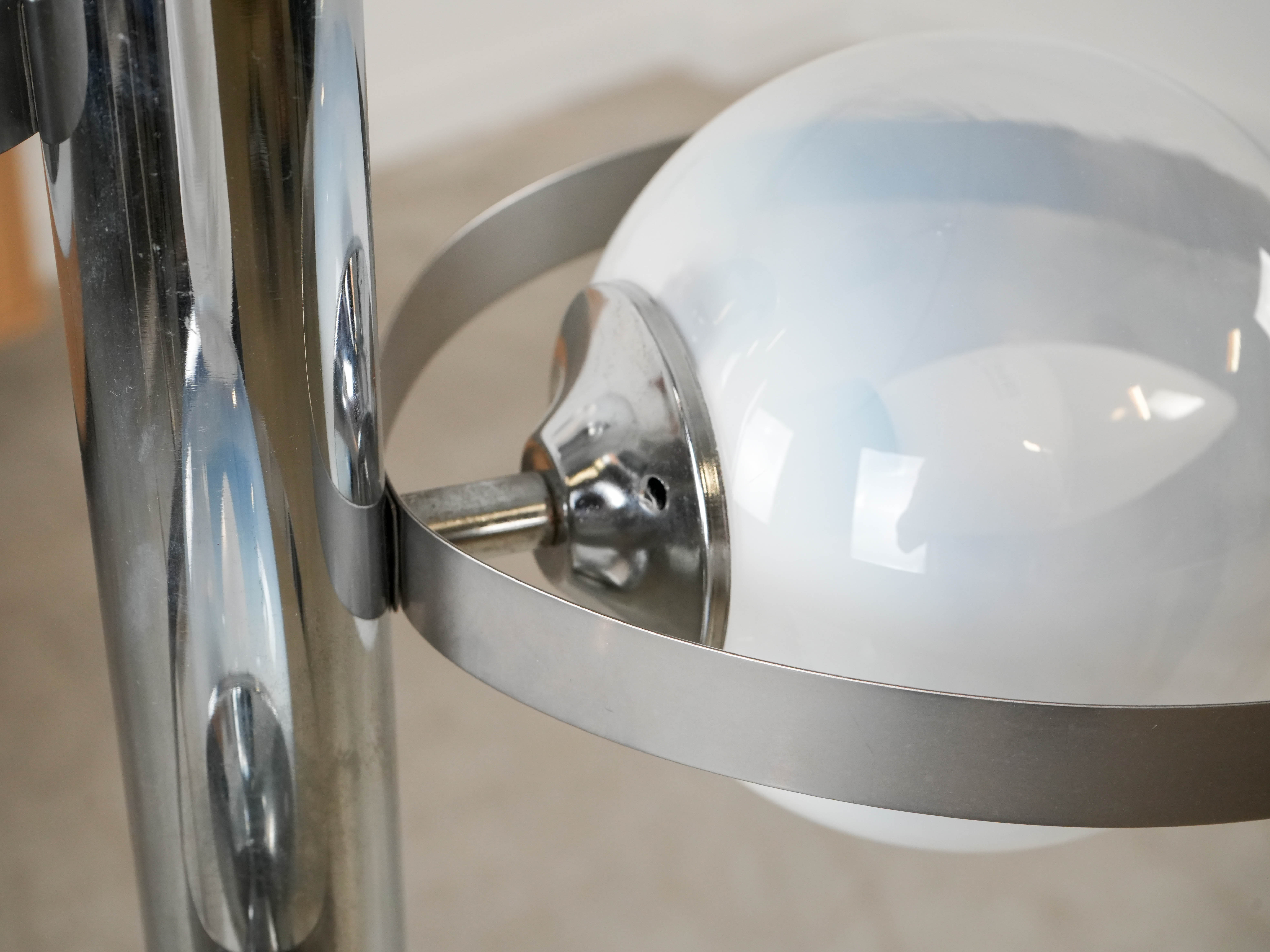 Space Age pendant lamp metal white 1970s