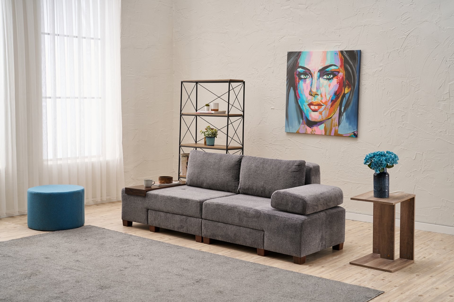 Perenna Sofa 3-Sitzer Chenille Grau