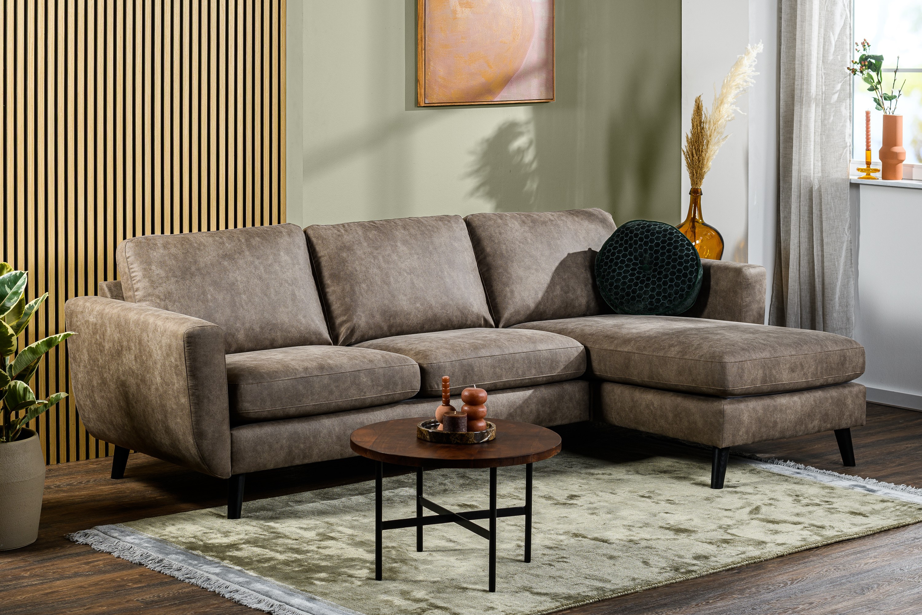 Sofa 3-Sitzer Chaiselongue Links Rechts Braun