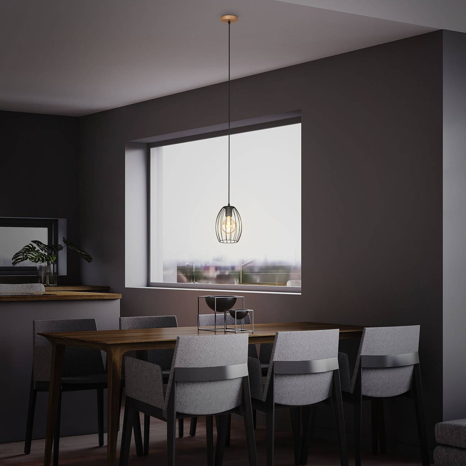 1-Flame Pendant Lamp Waktu I Iron