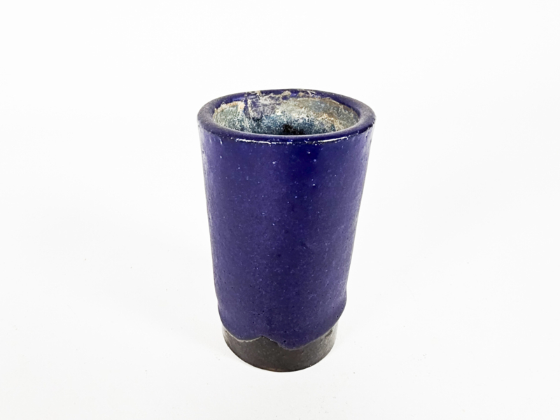 Vintage Vase Keramik Blau 1970er Jahre