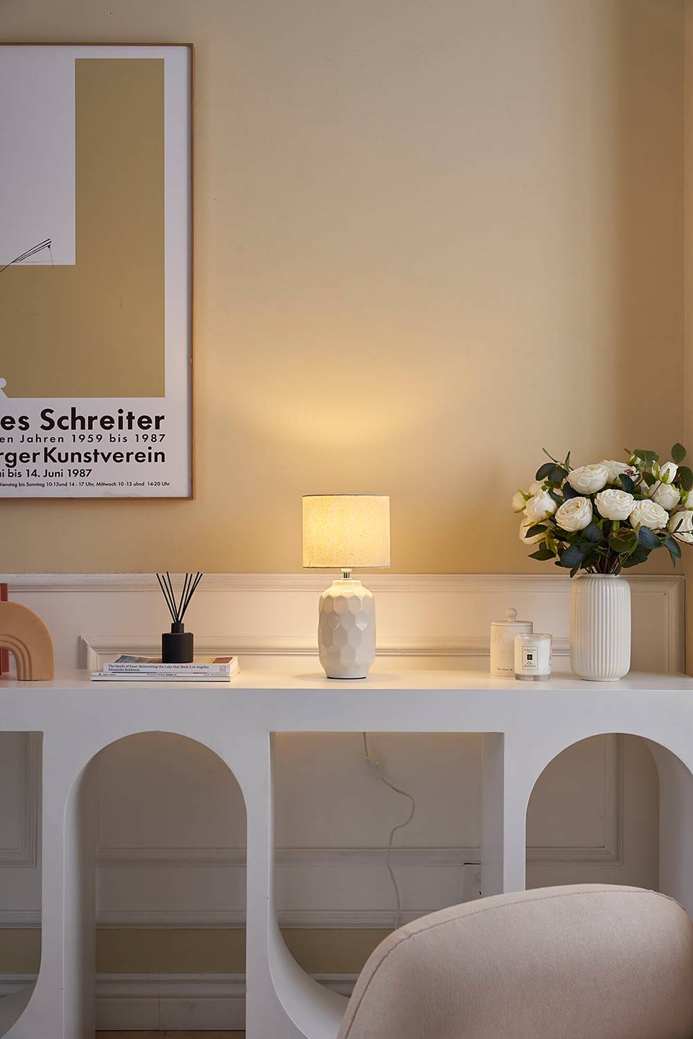 Charming Sparkle Tischleuchte Keramik Beige 1-flammig