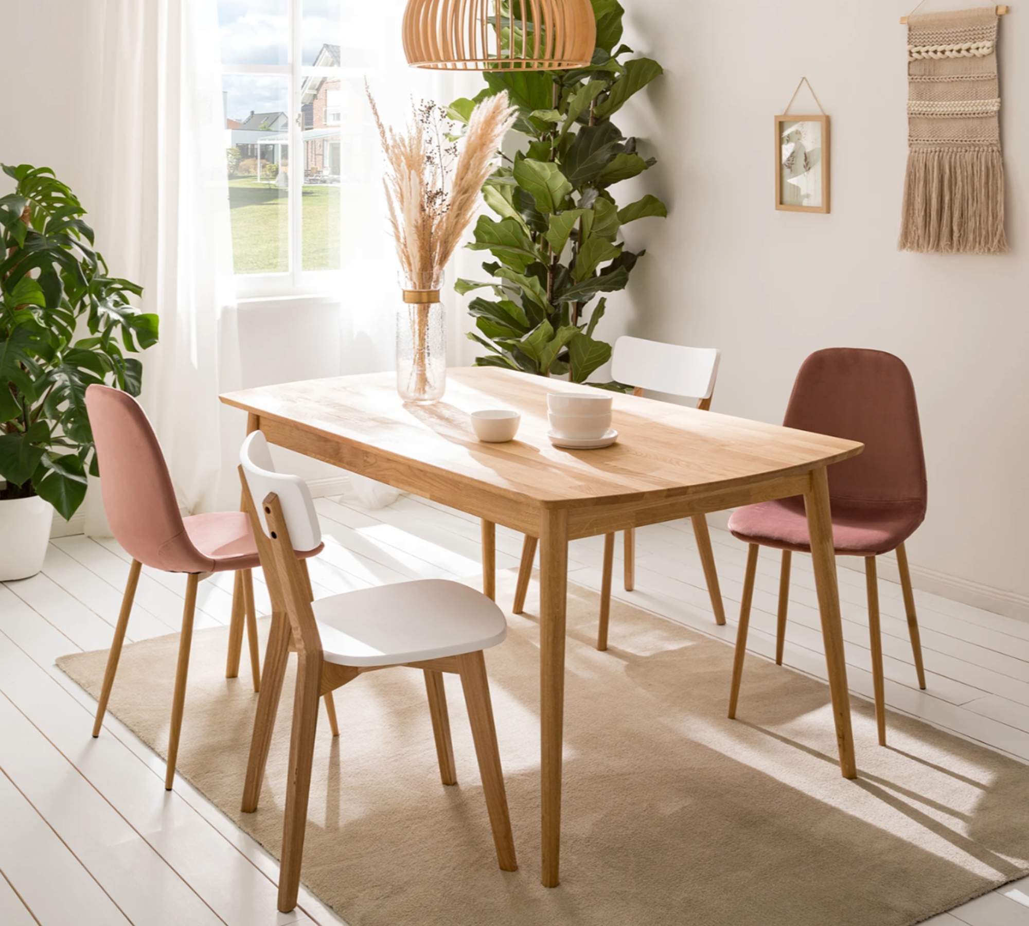 2x Polsterstuhl Samt Metall Rosa