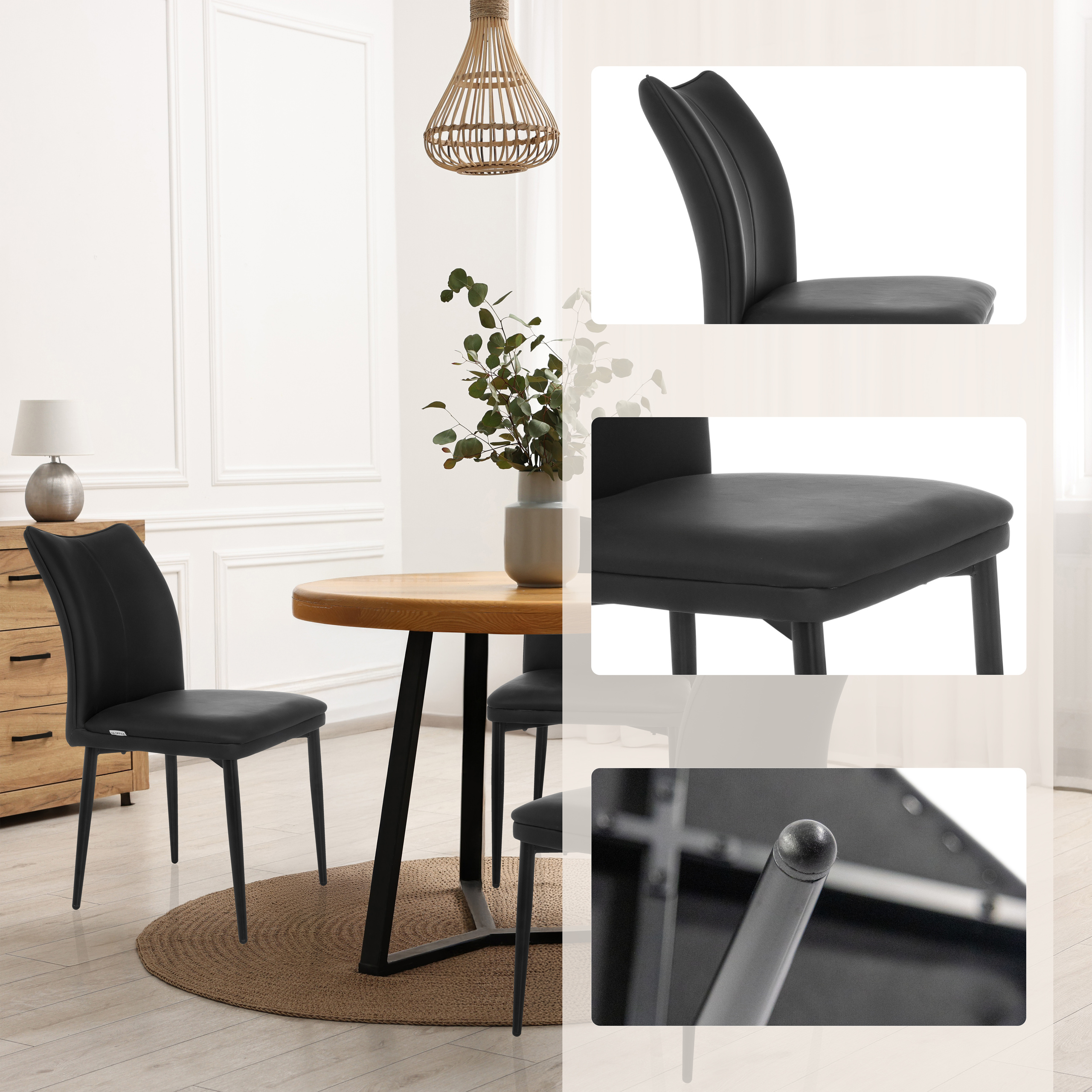 Dining chair faux leather black