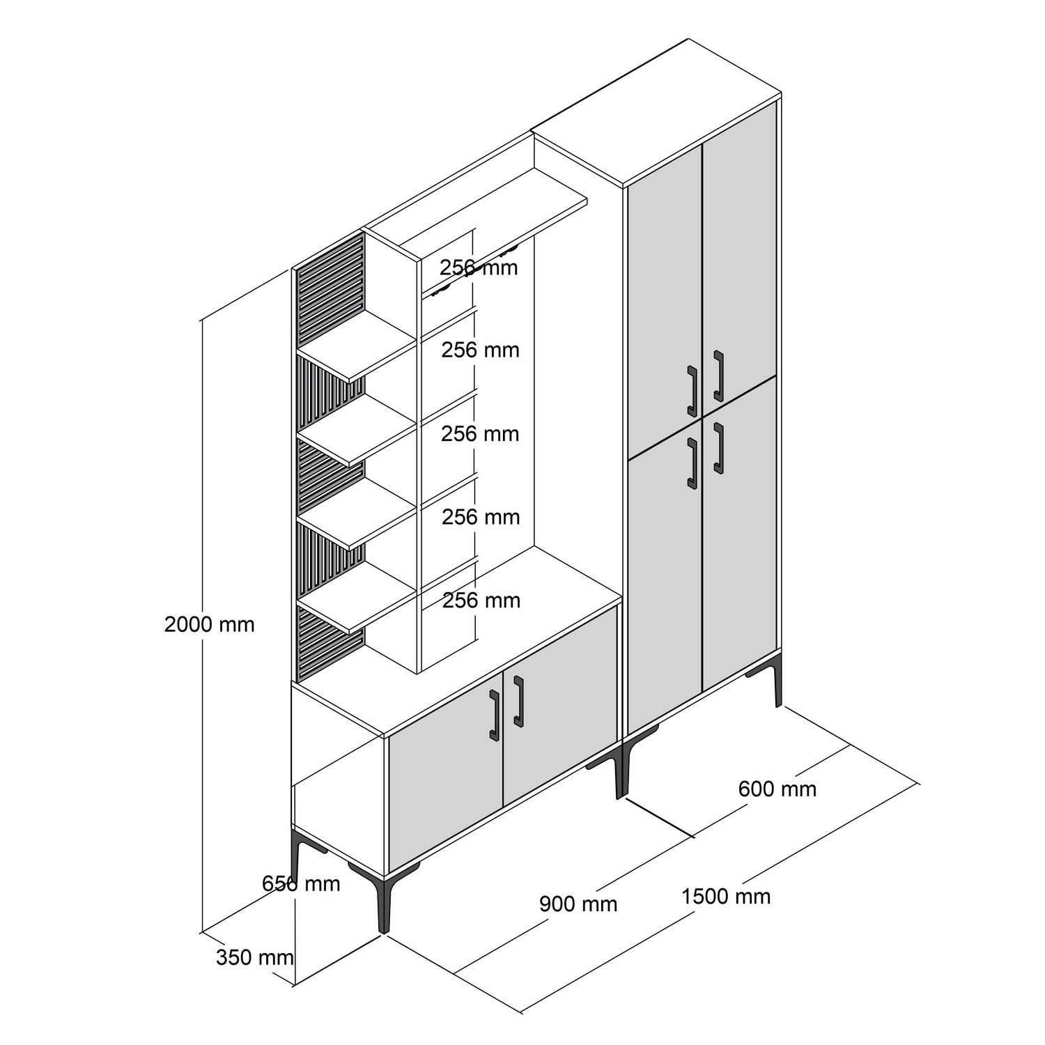 Extend Garderobe Walnussbraun Anthrazit 150cm x 200cm