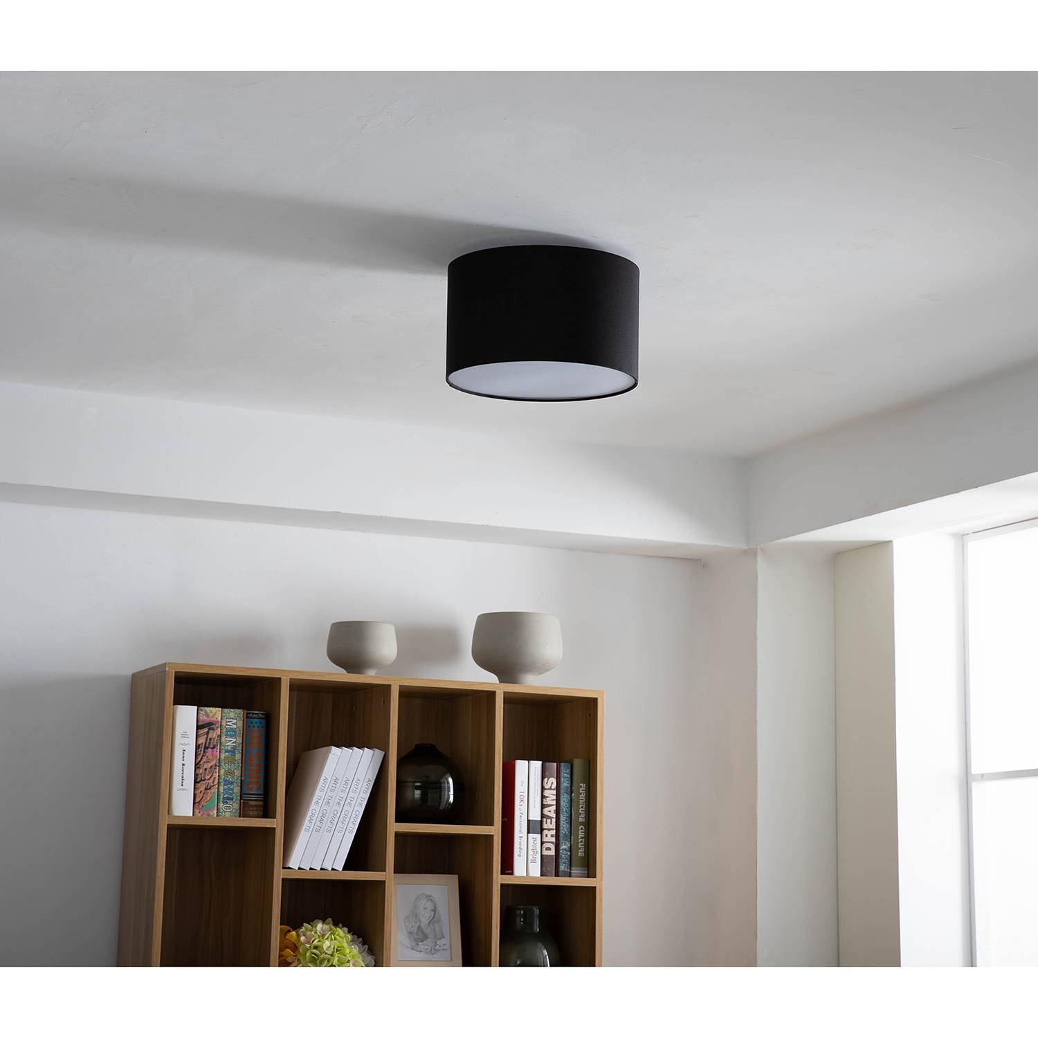 Summa Ceiling light Cotton fabric Iron 2-bulb