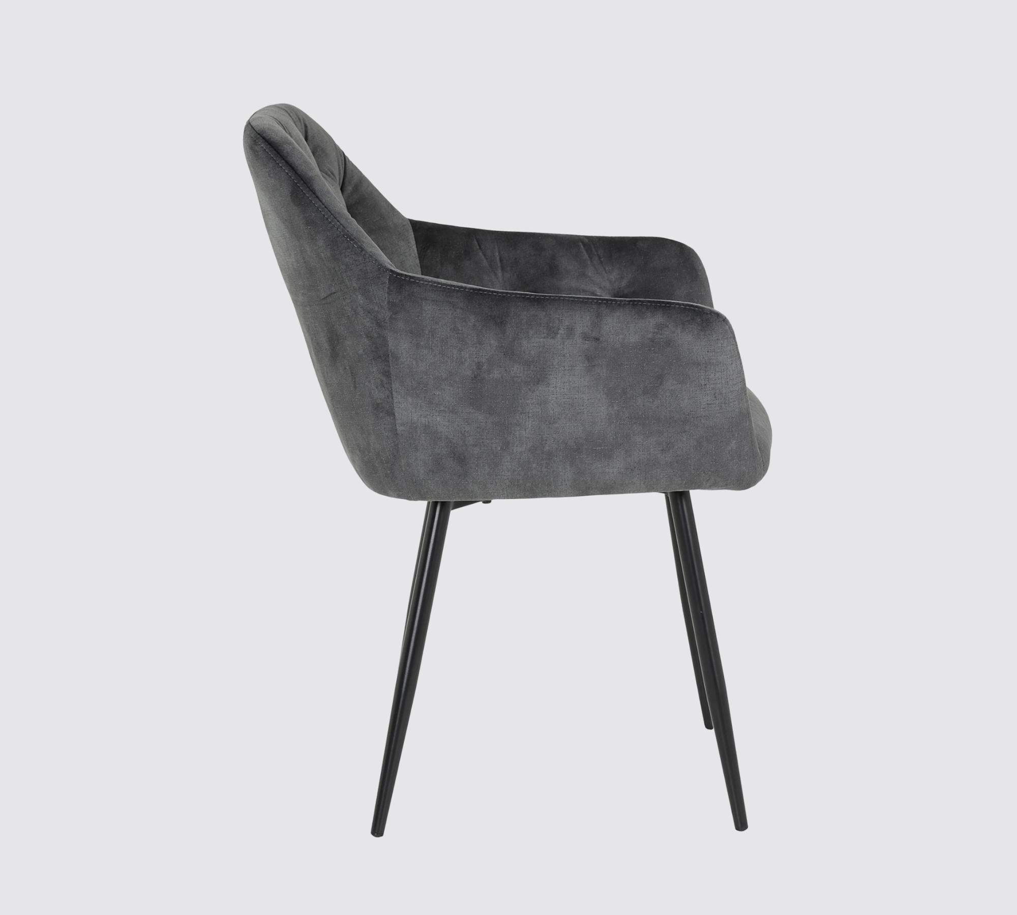 2x Armchair upholstered in tufted velvet, medium grey