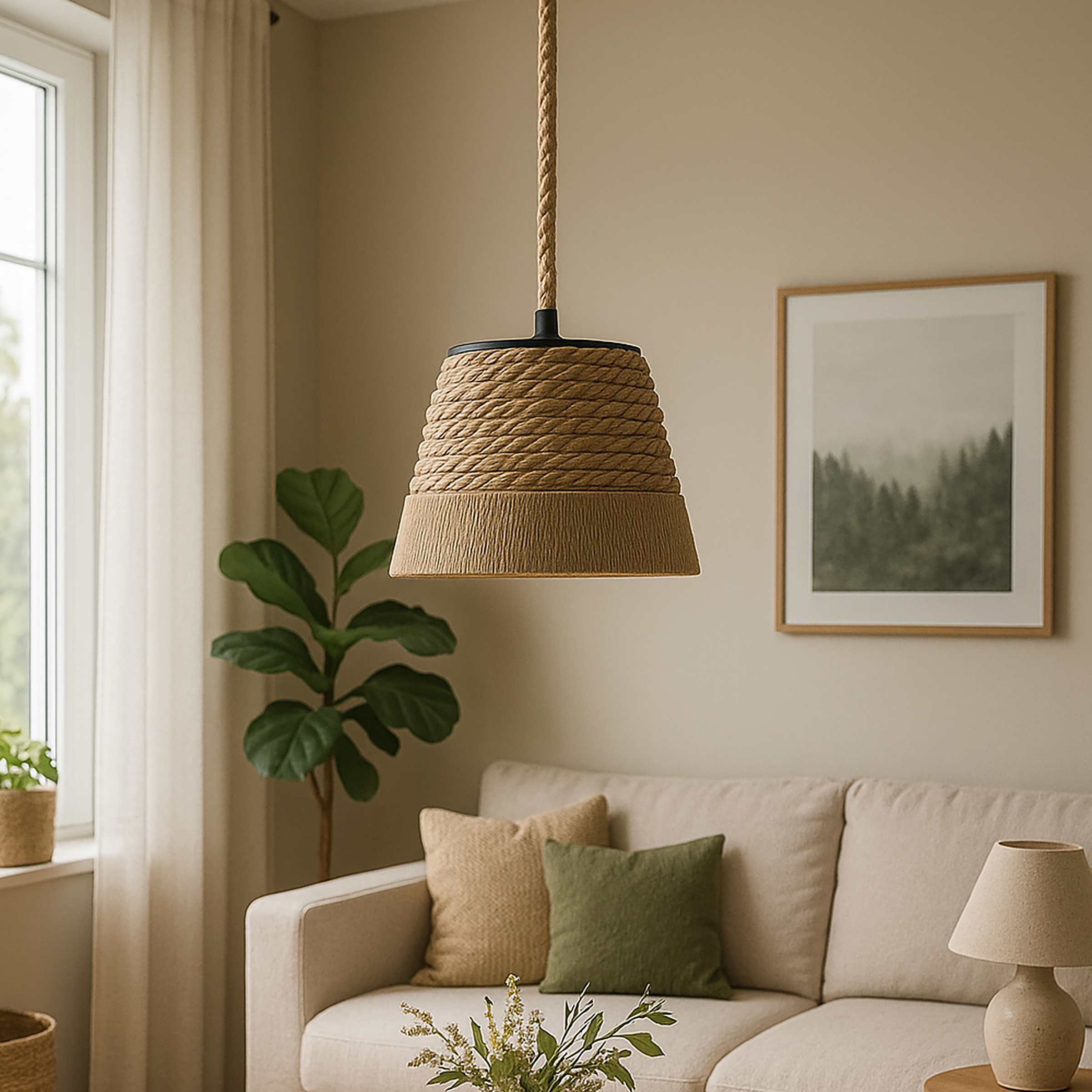 1-Flammig Coen Pendelleuchte Rattan 