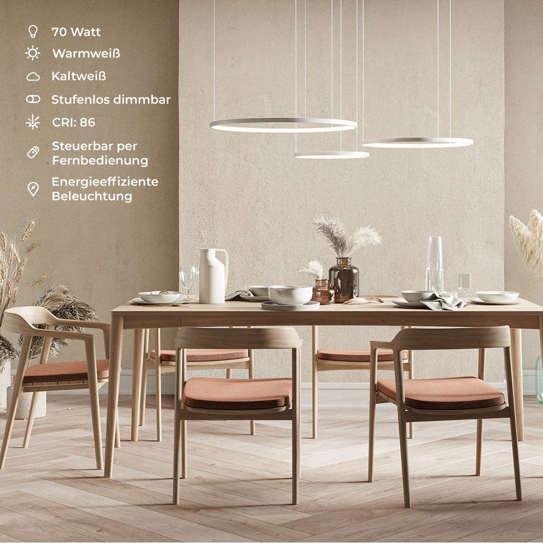 Ring-shaped LED pendant lamp CAECILIA White