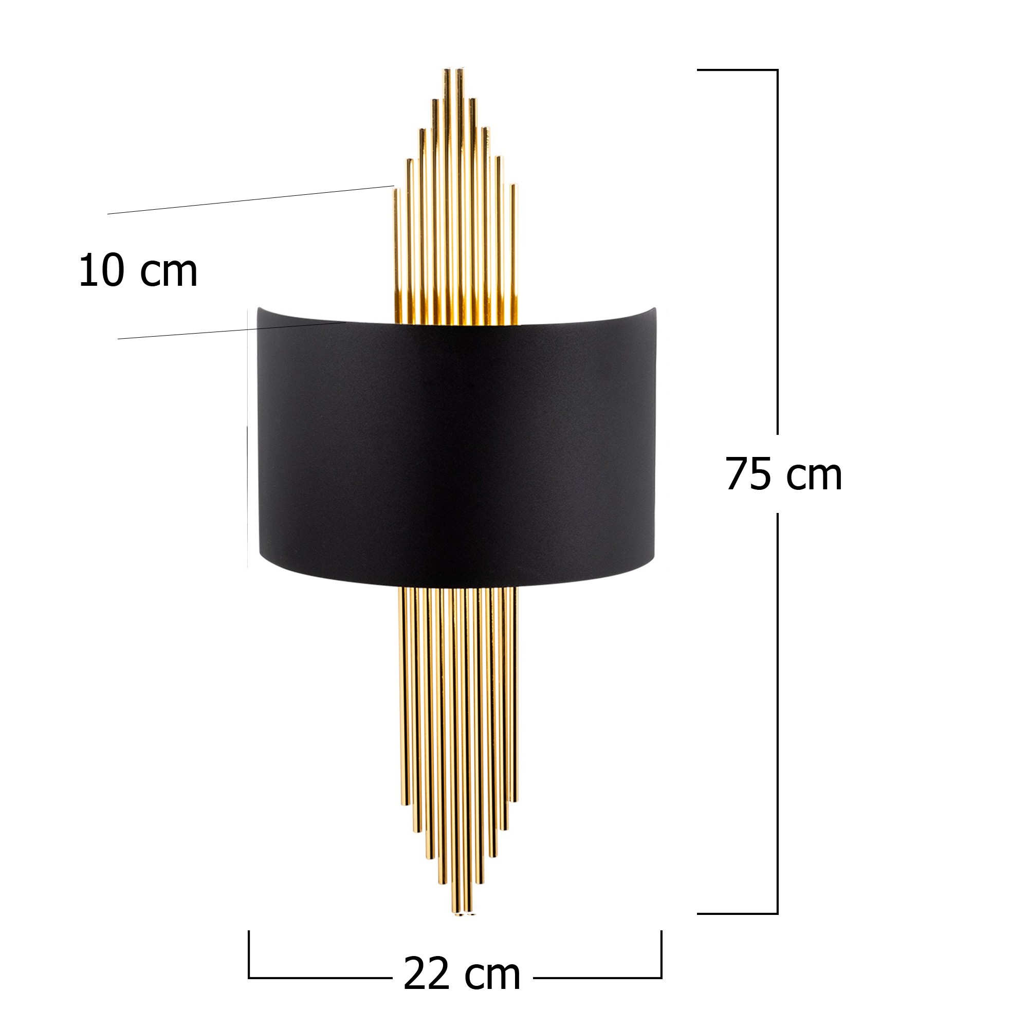 Wandleuchte Schwarz Goldfarben Maxi 75cm