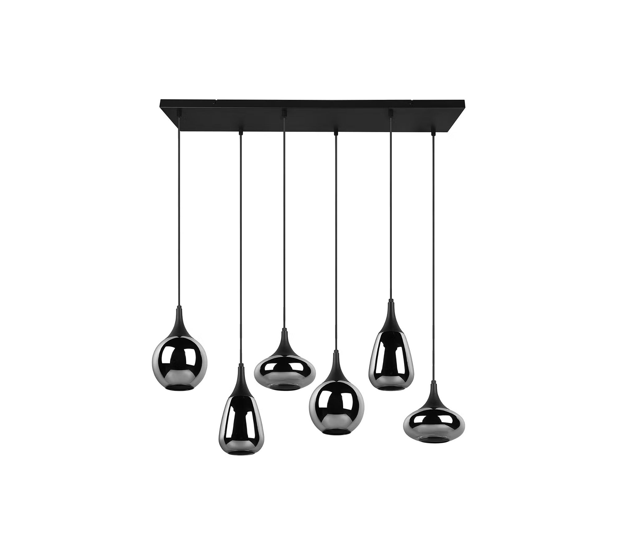 Pendelleuchte 6-flammig Rauchglas Stahl