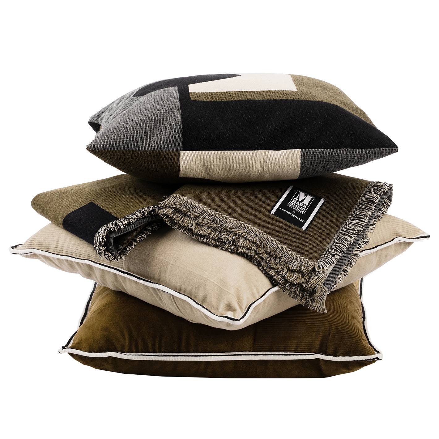 Dekokissen Arna Samt Baumwollstoff Beige