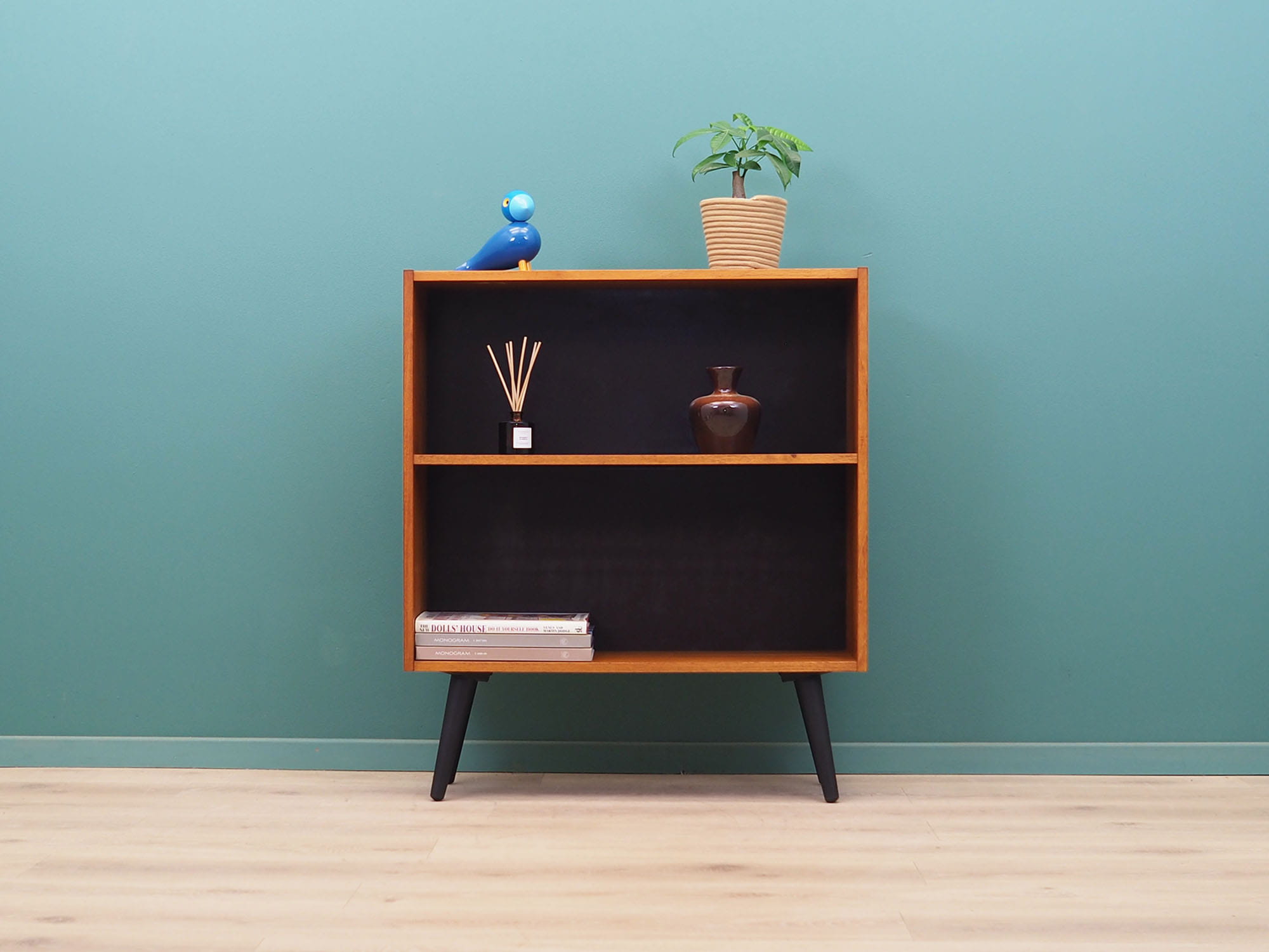 Vintage Bookshelf Teak Wood Brown 1970s