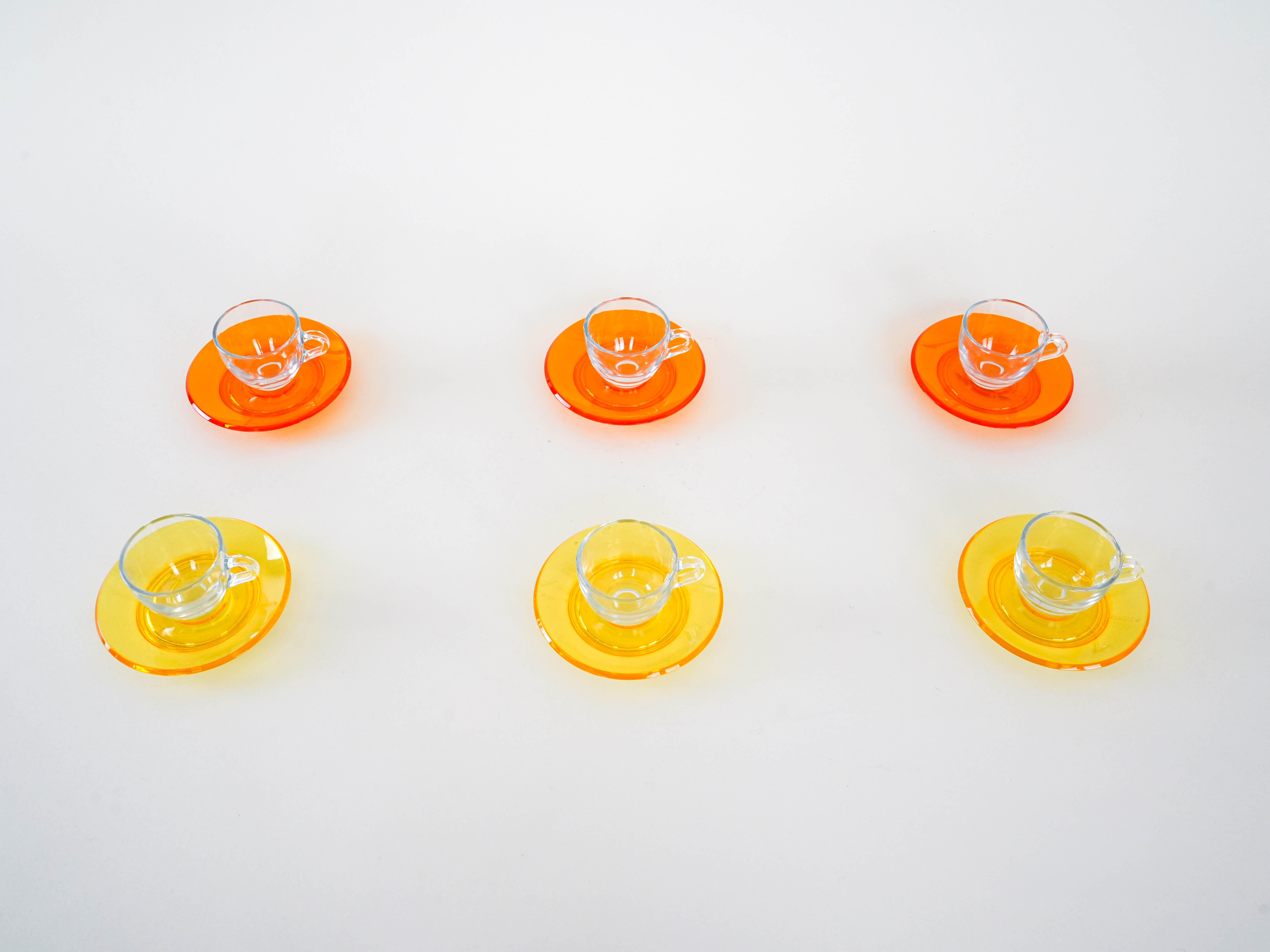 Glass Cup Set Multicolored 1970s