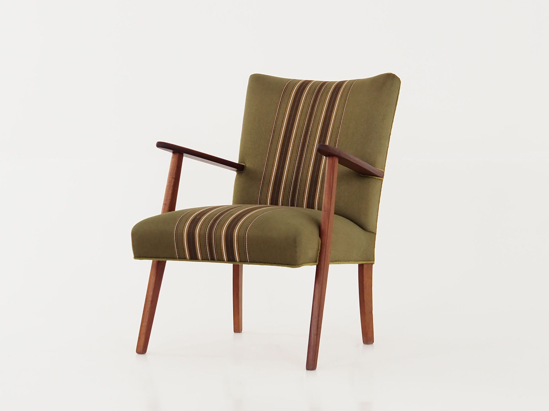 Vintage Chair Teak Wood Textile Green 1960s