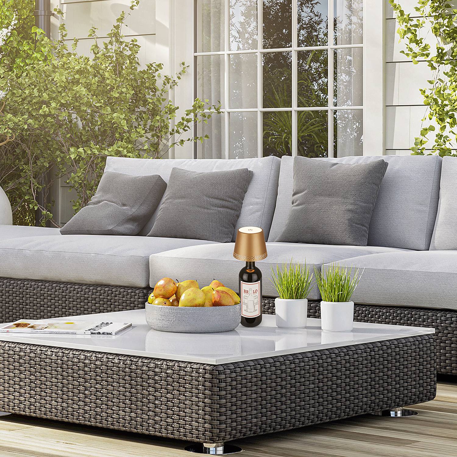 1-Flaming LED bottle light Bairros Aluminum Gold