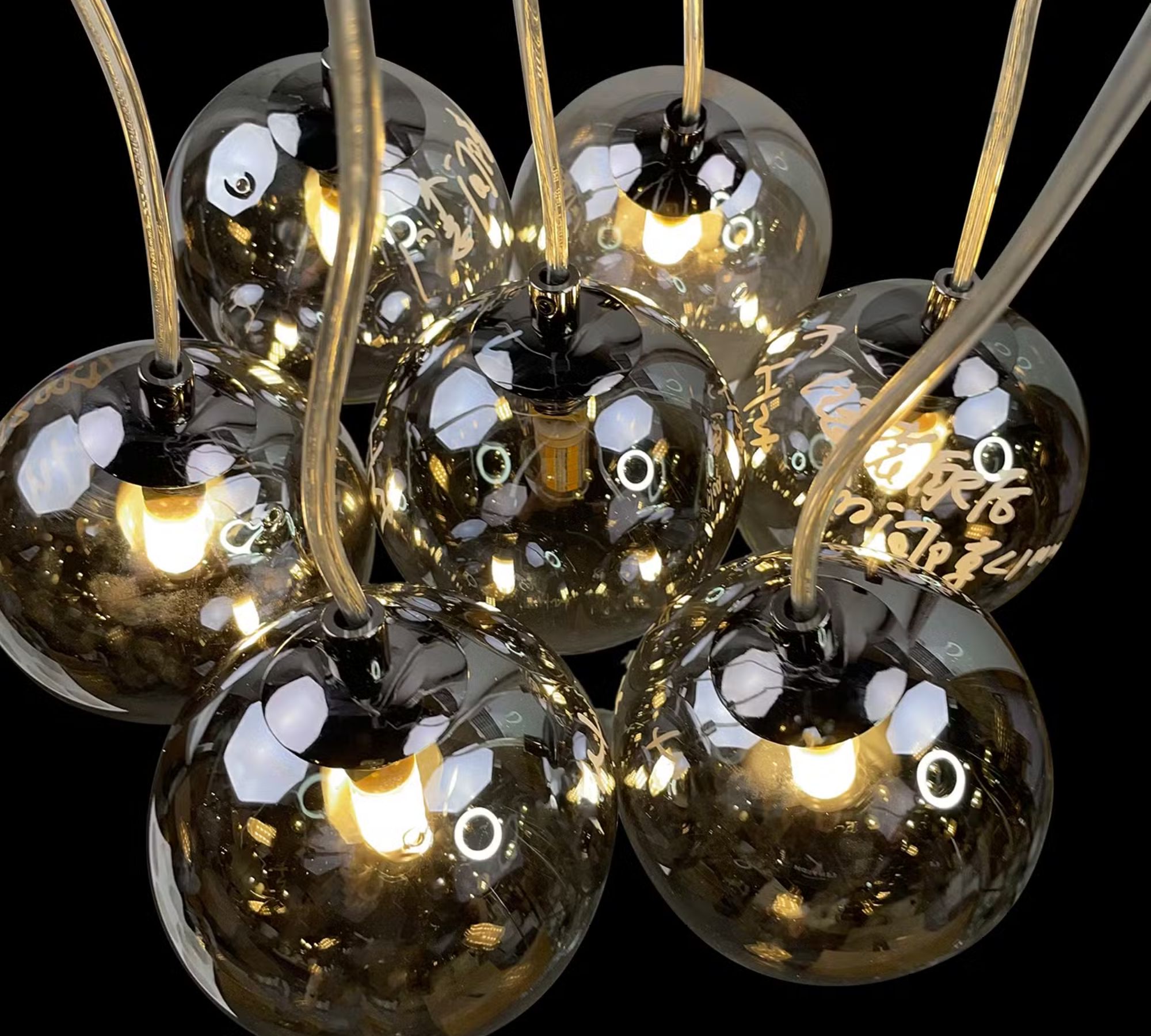 Kjul Pendant Lamp 7-light Glass Metal Gray