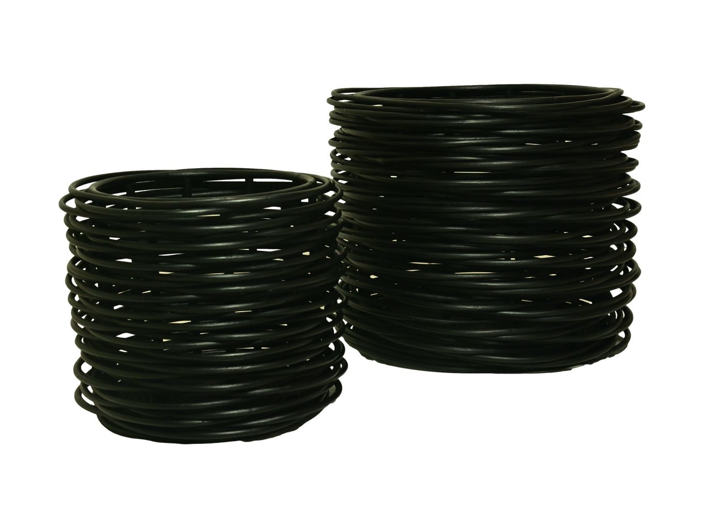2x Korb Rattan Schwarz