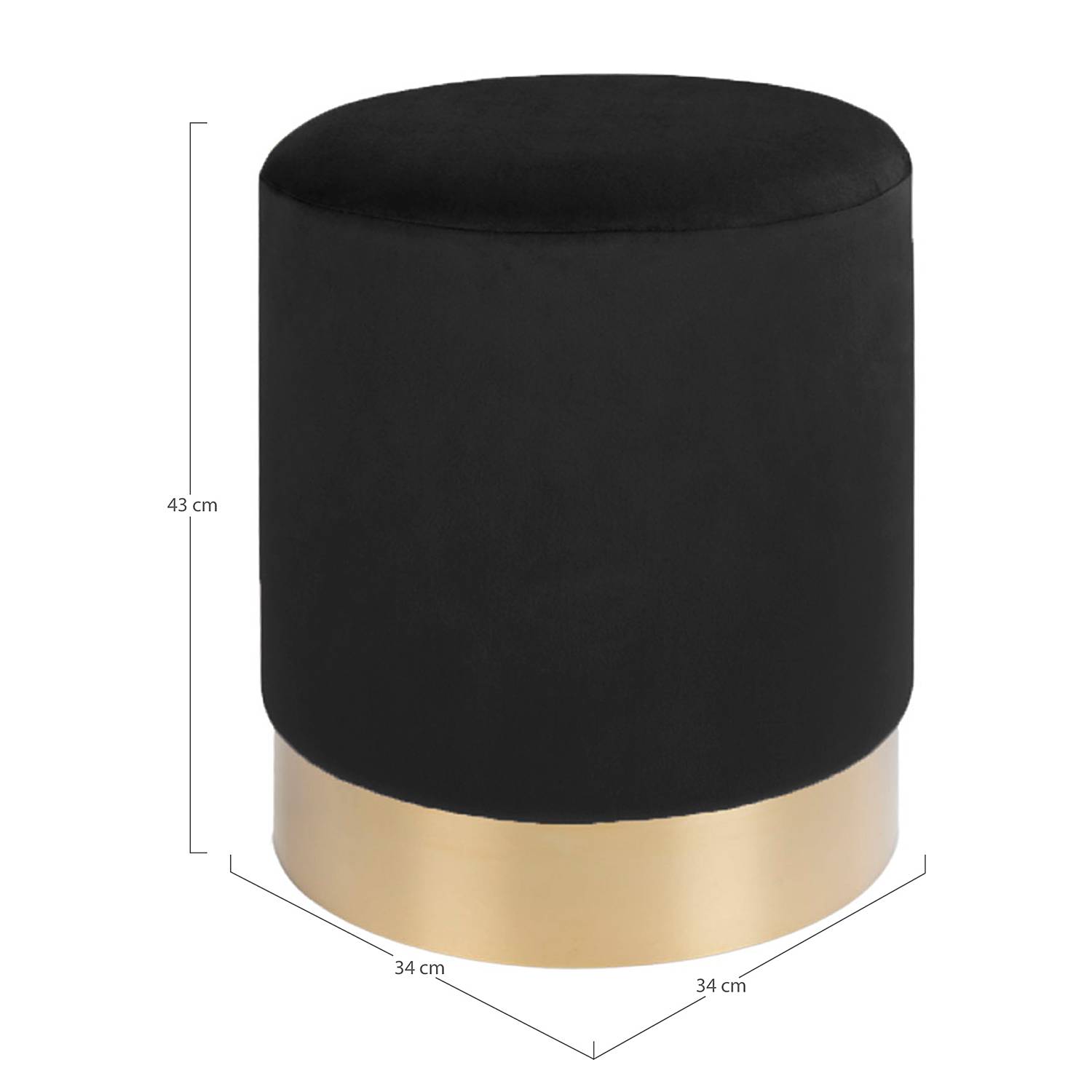 Pouf Rosendal Samt Schwarz