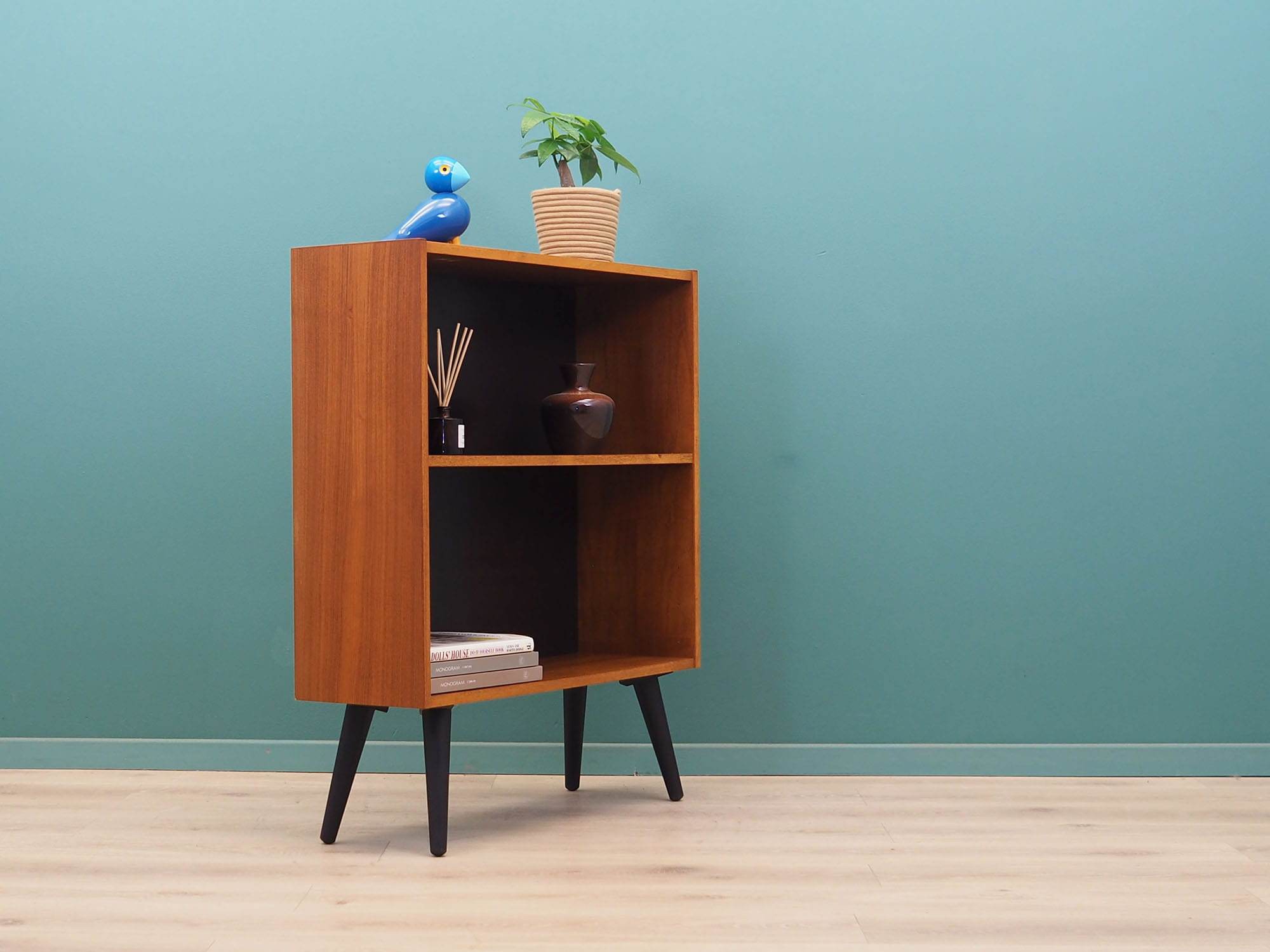Vintage Bookshelf Teak Wood Brown 1970s