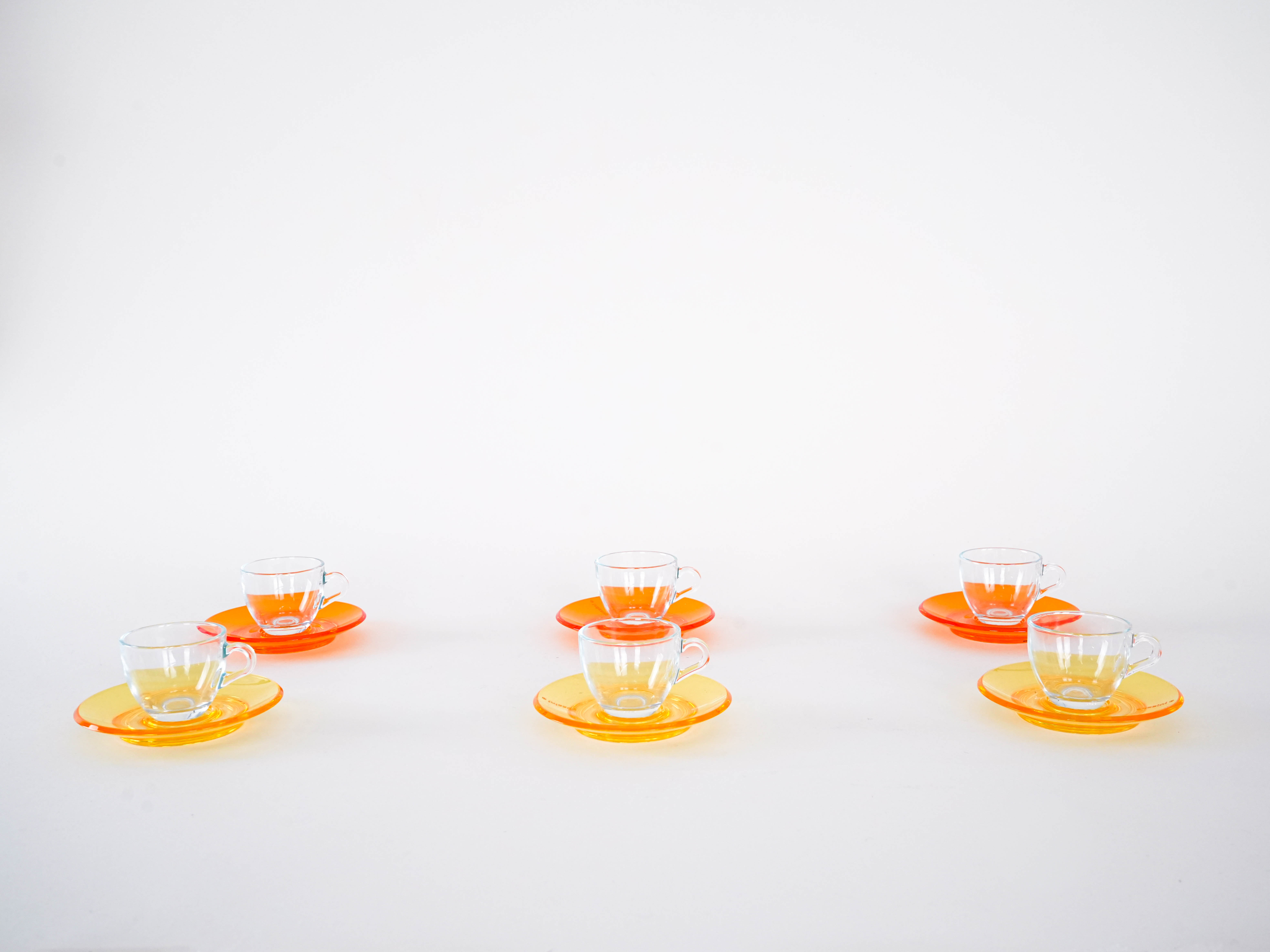 Glass Cup Set Multicolored 1970s