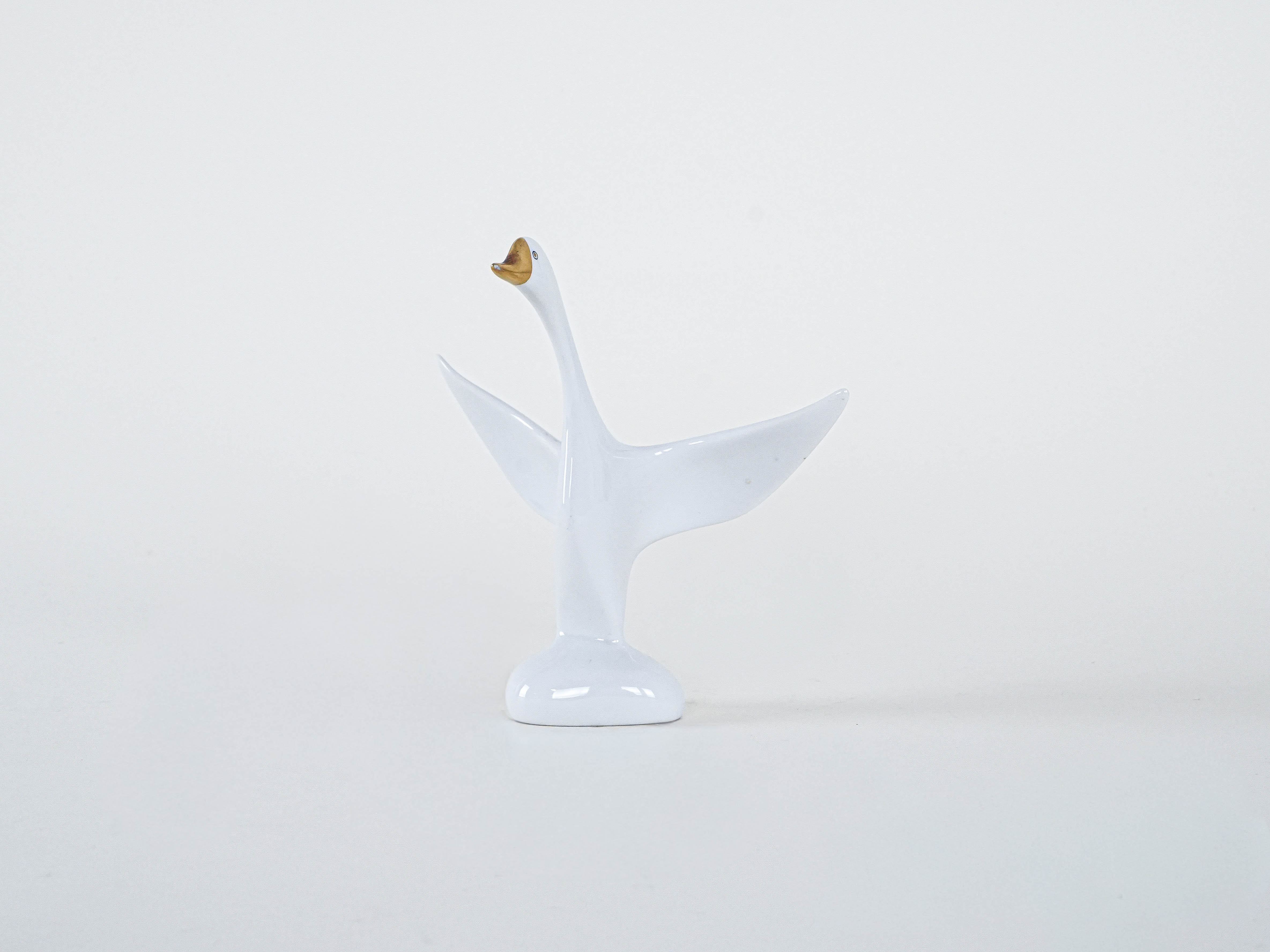 Porzellan-Gans-Figur Weiß 1960er Jahre