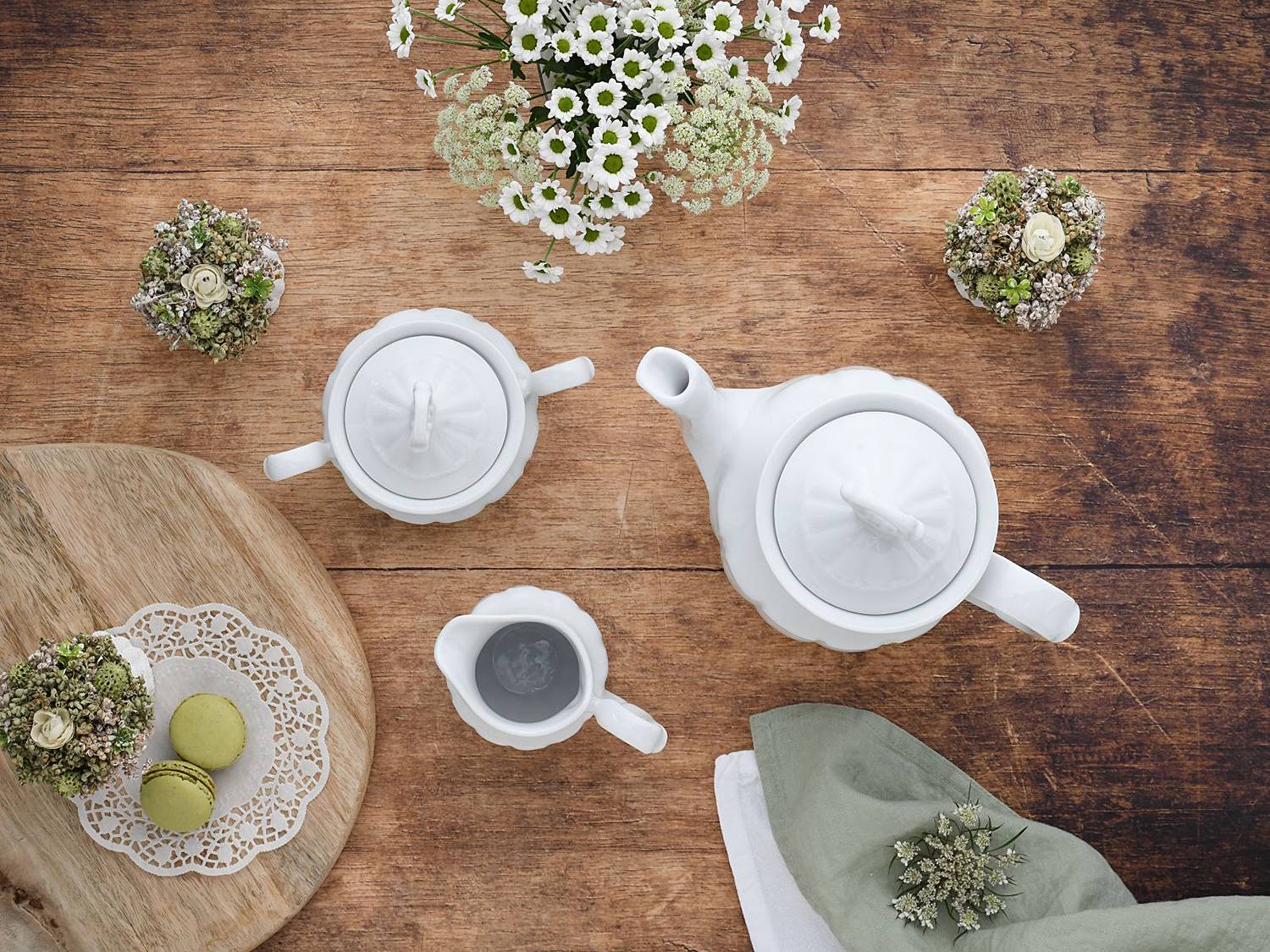 Kaffeegarnitur Maria Theresia Porzellan Weiß 3-teilig