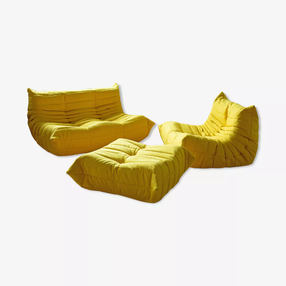 Togo Lounge Set 3 pezzi Tessuto Giallo