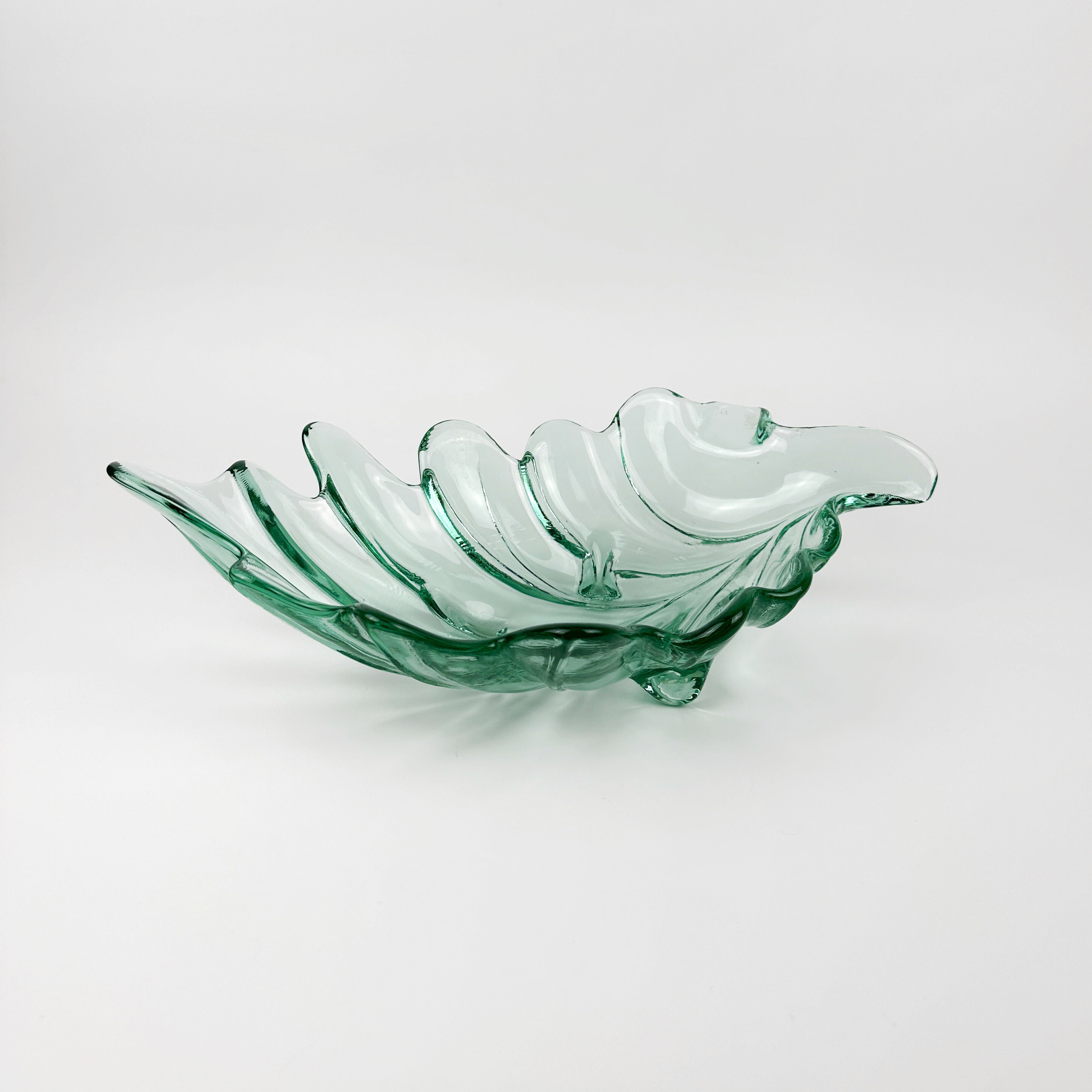 Vintage bowl pressed glass green 1980s