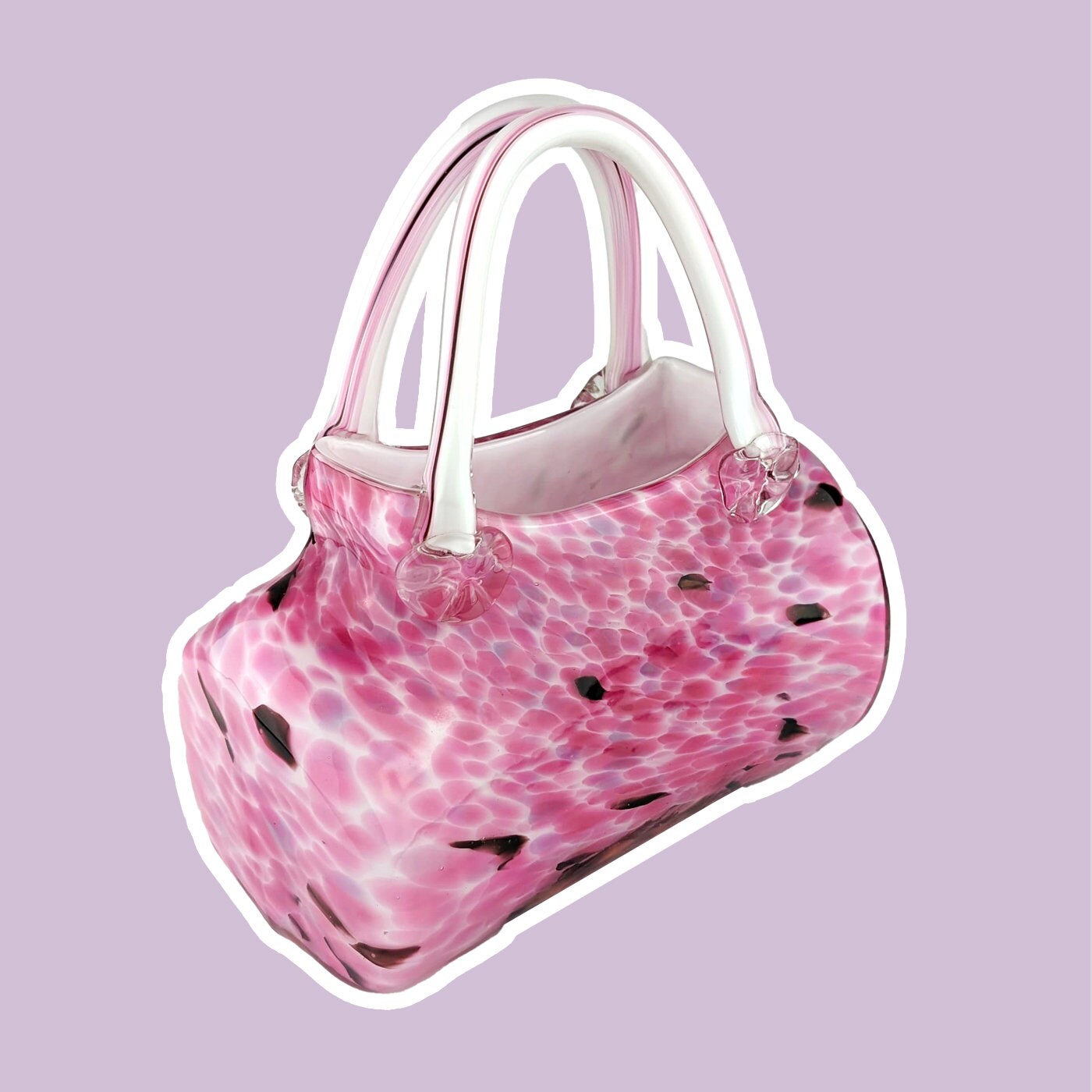 Vintage Handtasche Blumenvase Glas 1970er Jahre