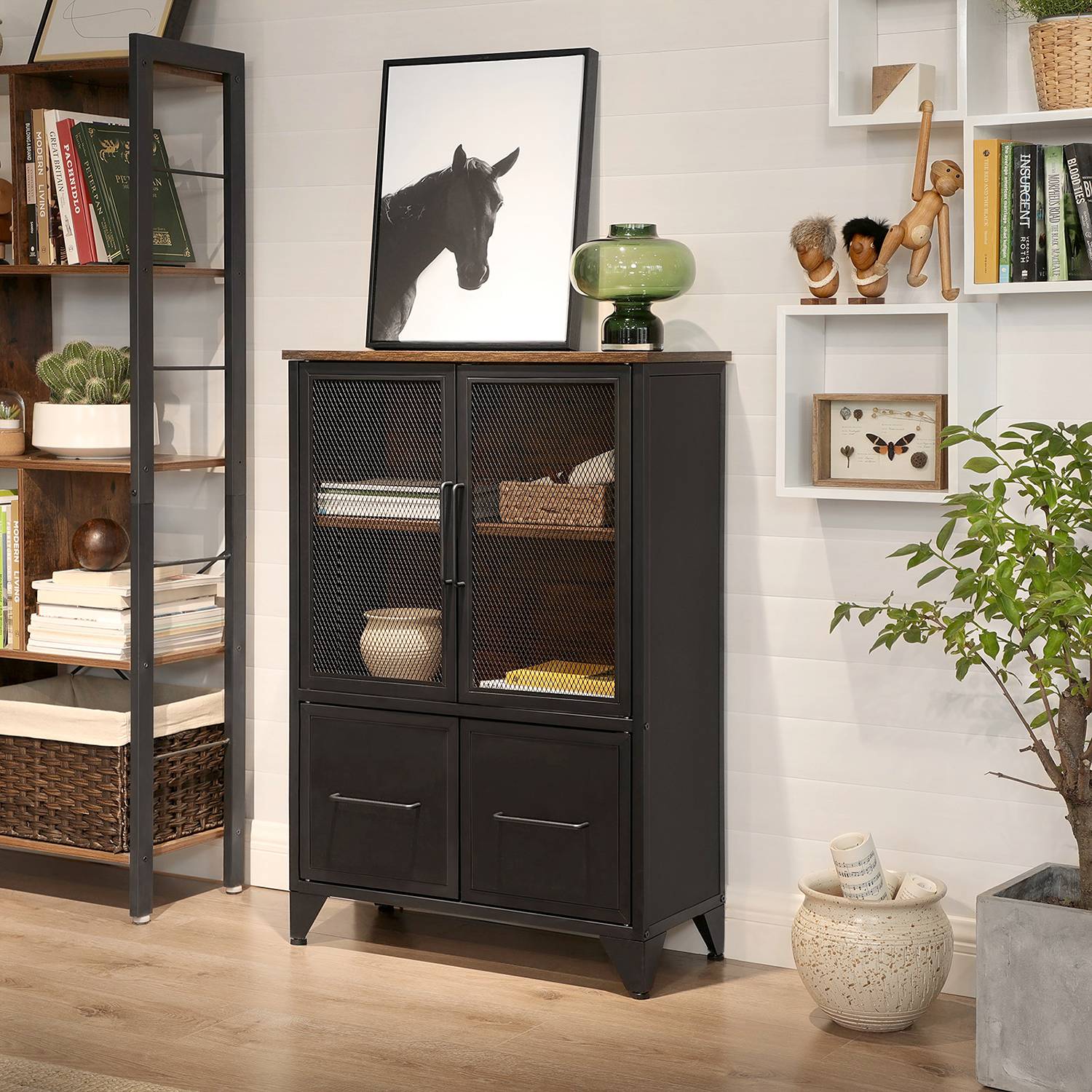 Chest of Drawers Thenon II Metal Black Brown