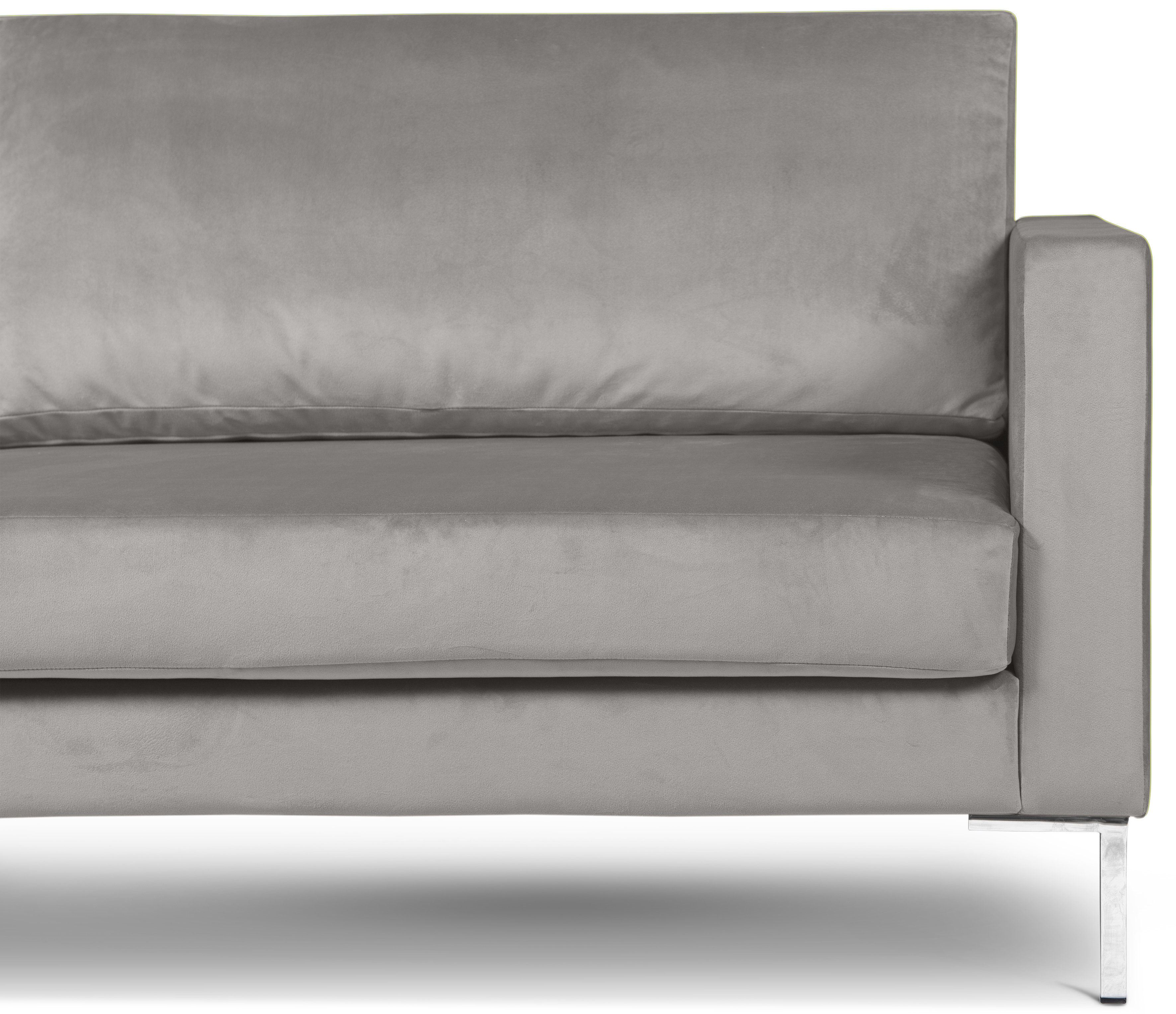 Portobello Sofa Récamiere Links Samt Metall Hellgrau