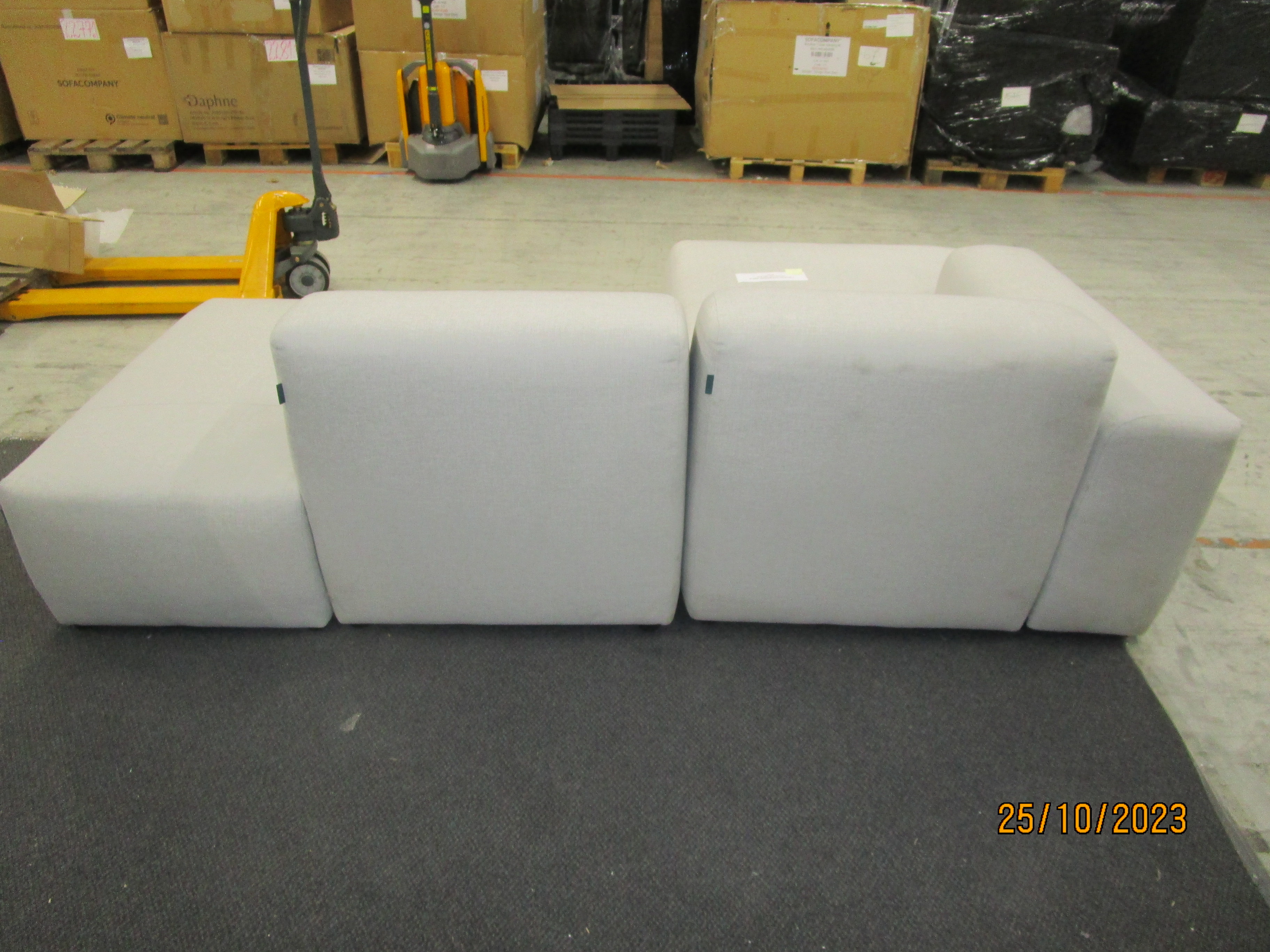 Pyllow Sofa Récamiere Links Webstoff Lichtgrau